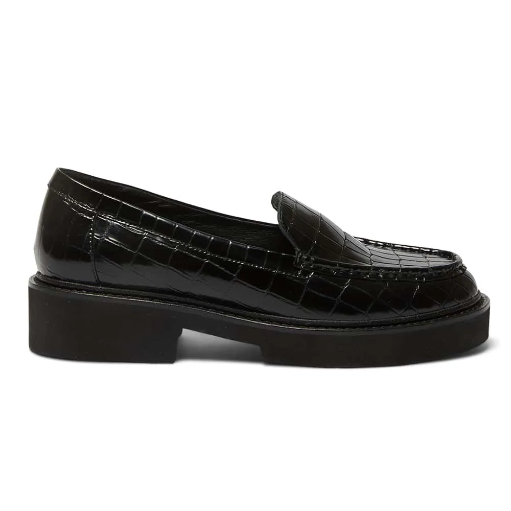 Abbott Loafer in Black Croc