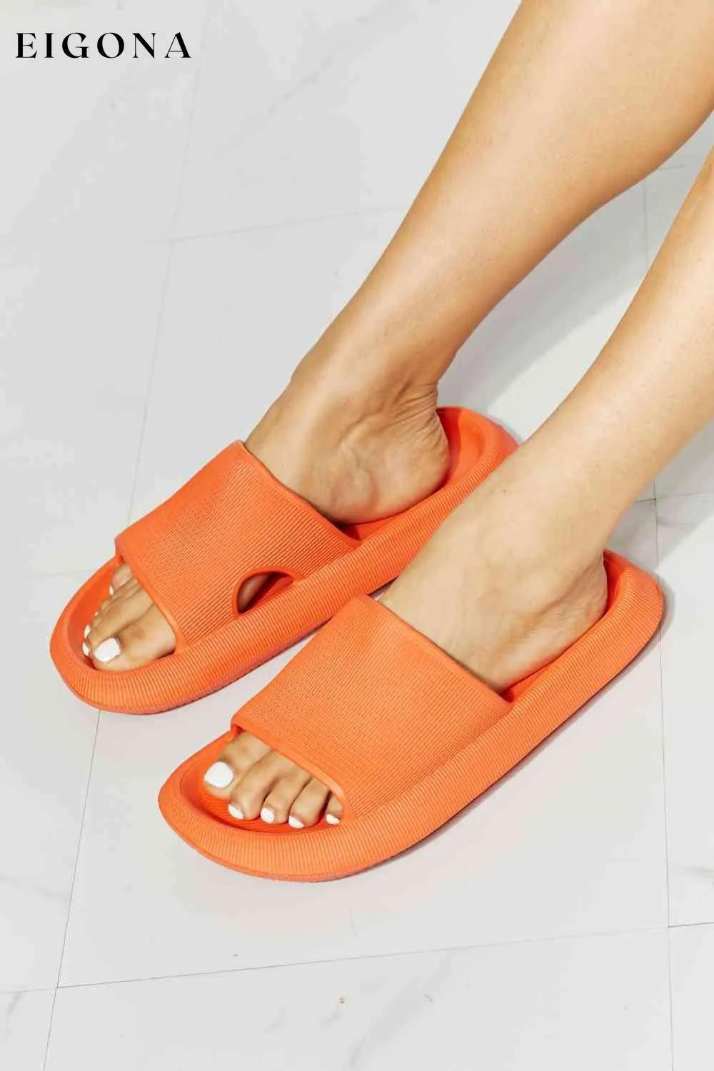 Arms Around Me Open Toe Slide in Orange