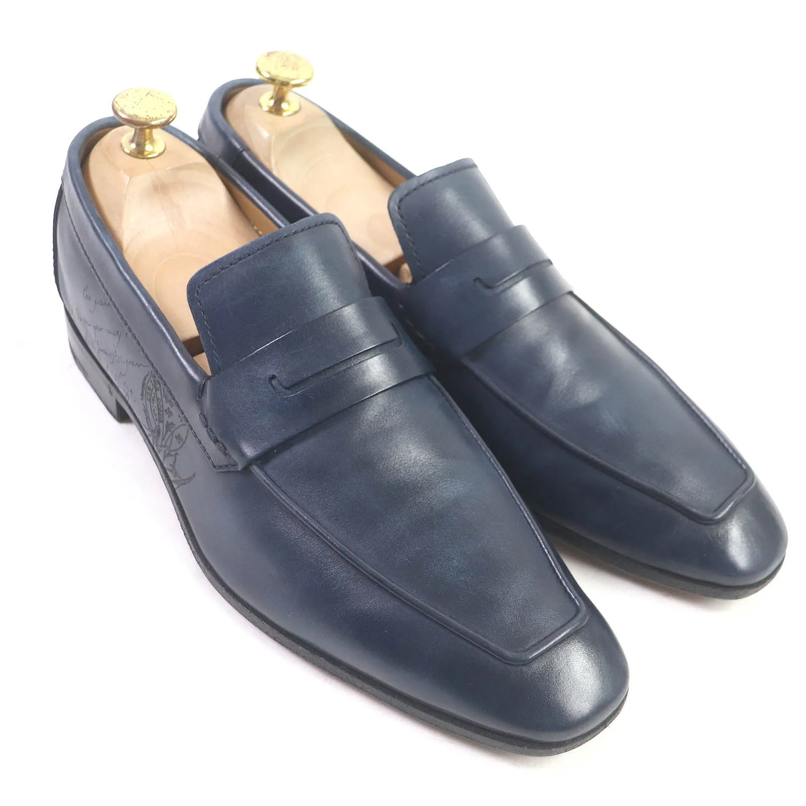 Berluti Leather Coin Loafers Navy 6 Men