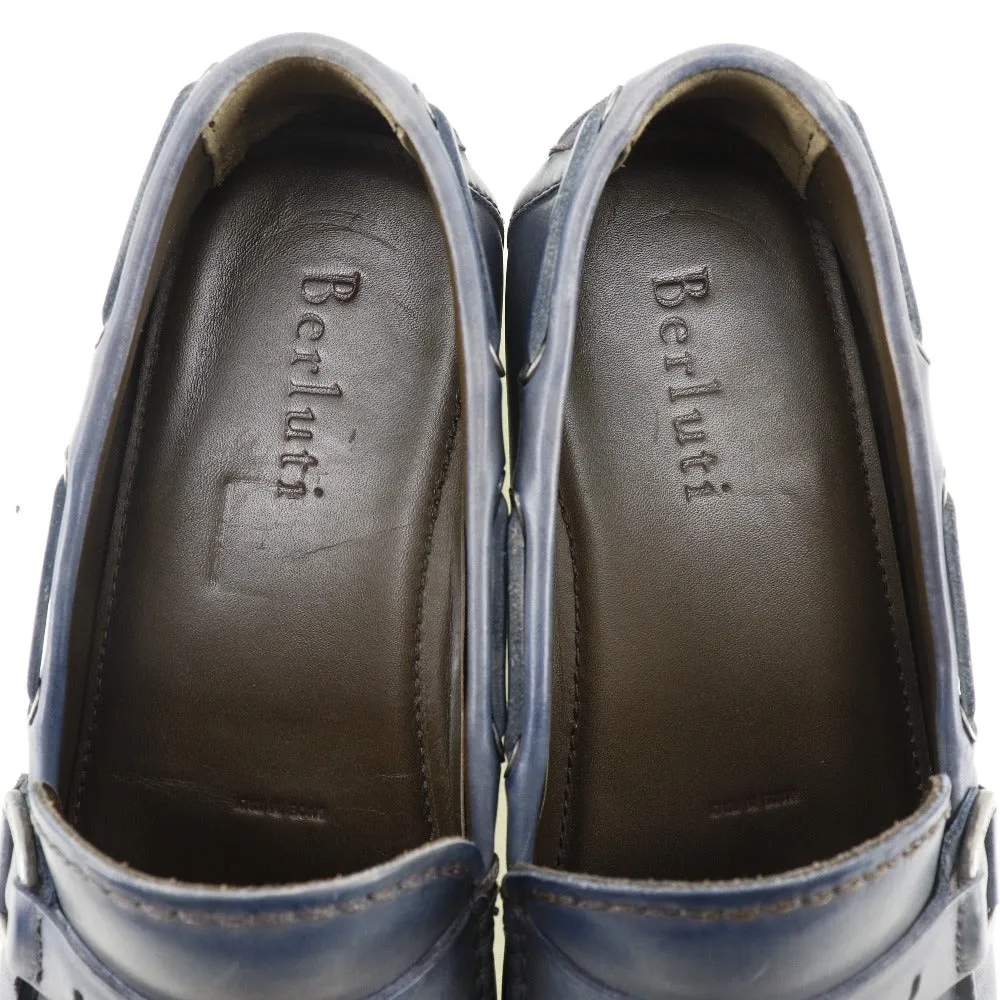 Berluti Leather Loafers Driving Shoes Blue Men