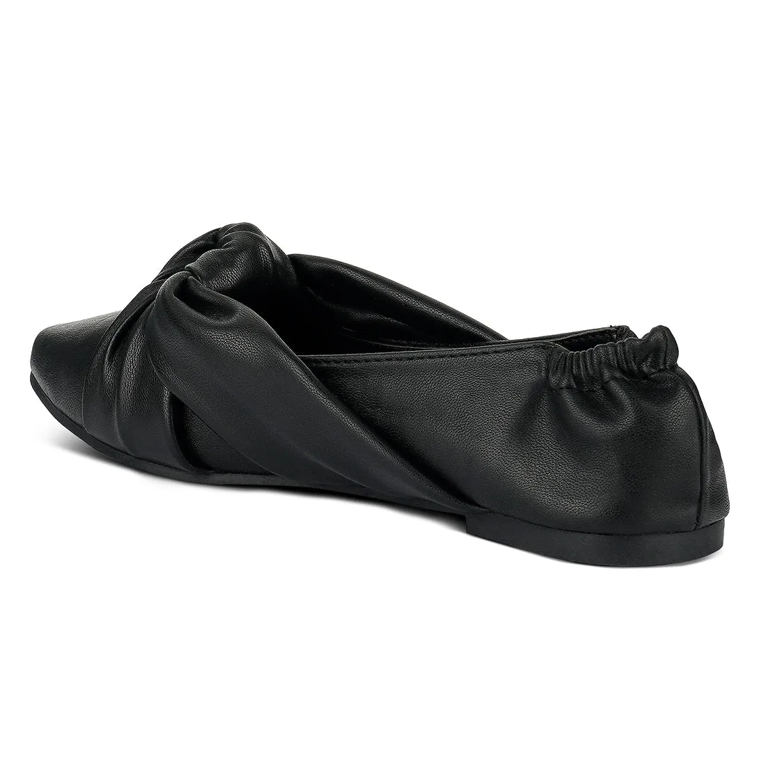 Black Knot Detail Elasticated Ballet Flats