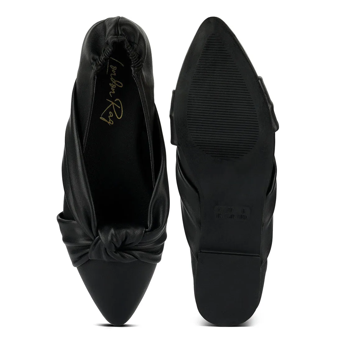 Black Knot Detail Elasticated Ballet Flats