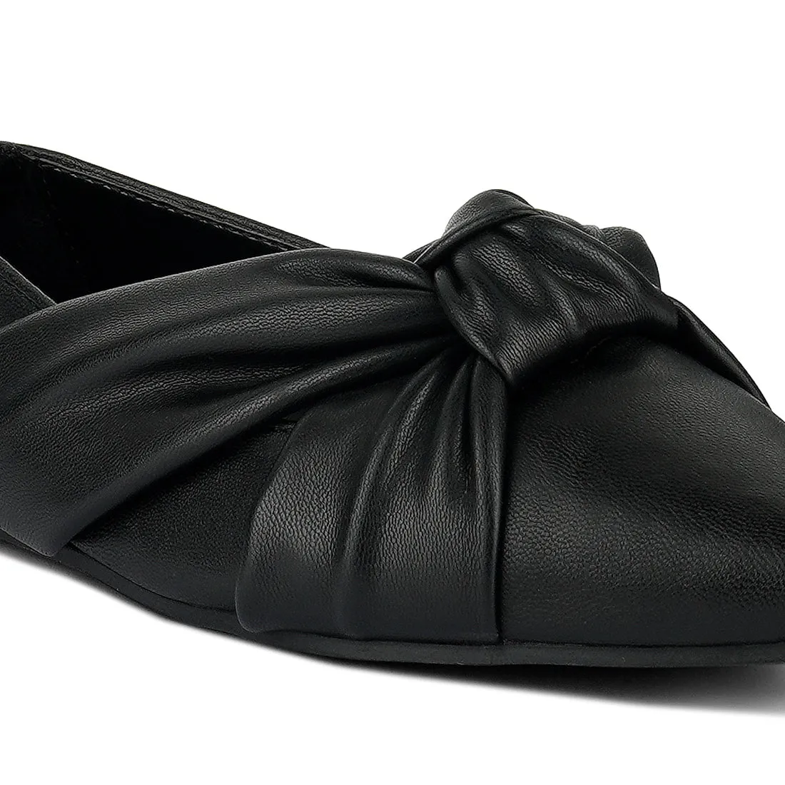 Black Knot Detail Elasticated Ballet Flats