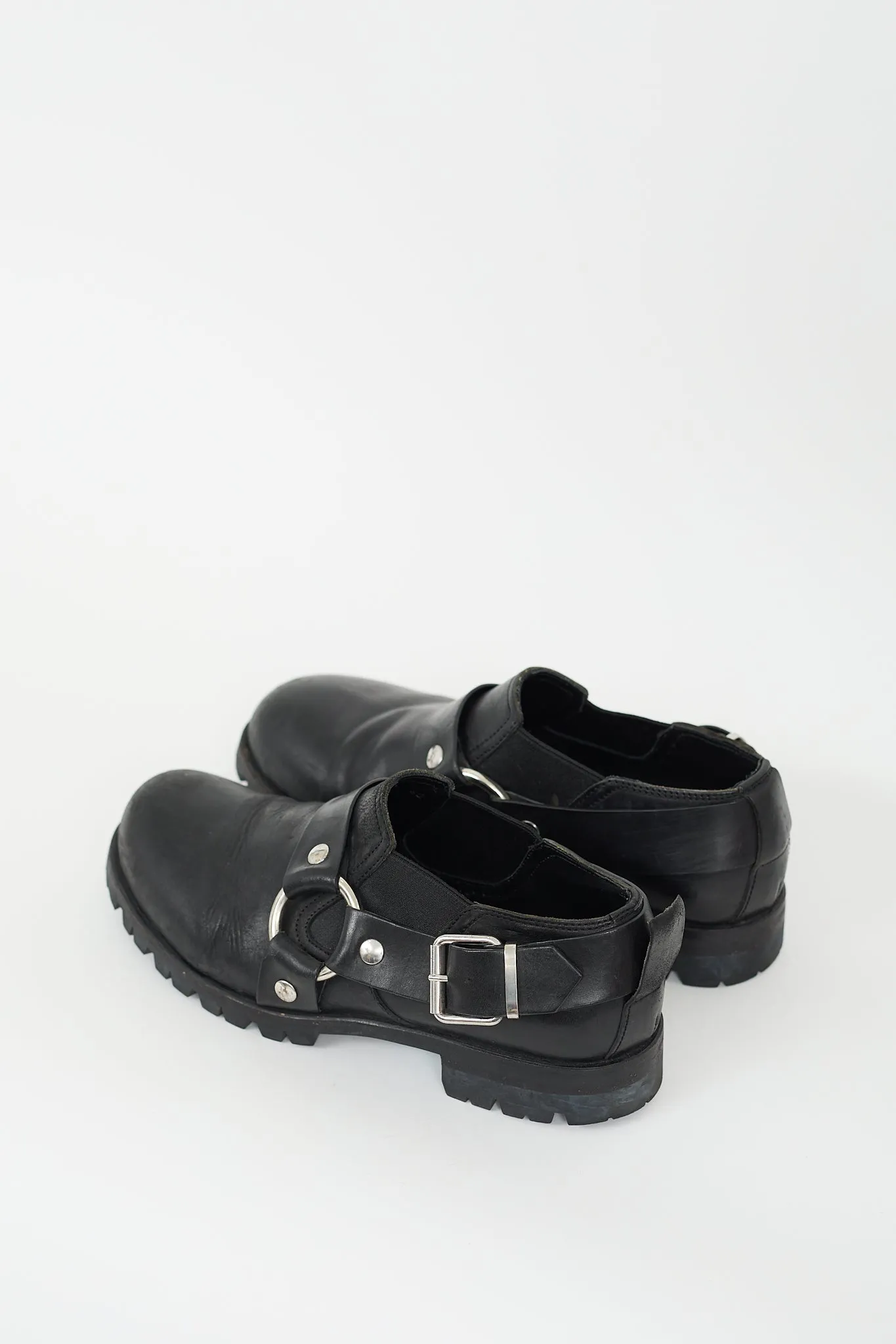 Black Leather Chef Daddy Harness Loafer