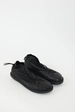 Black Leather Eccentric Flat