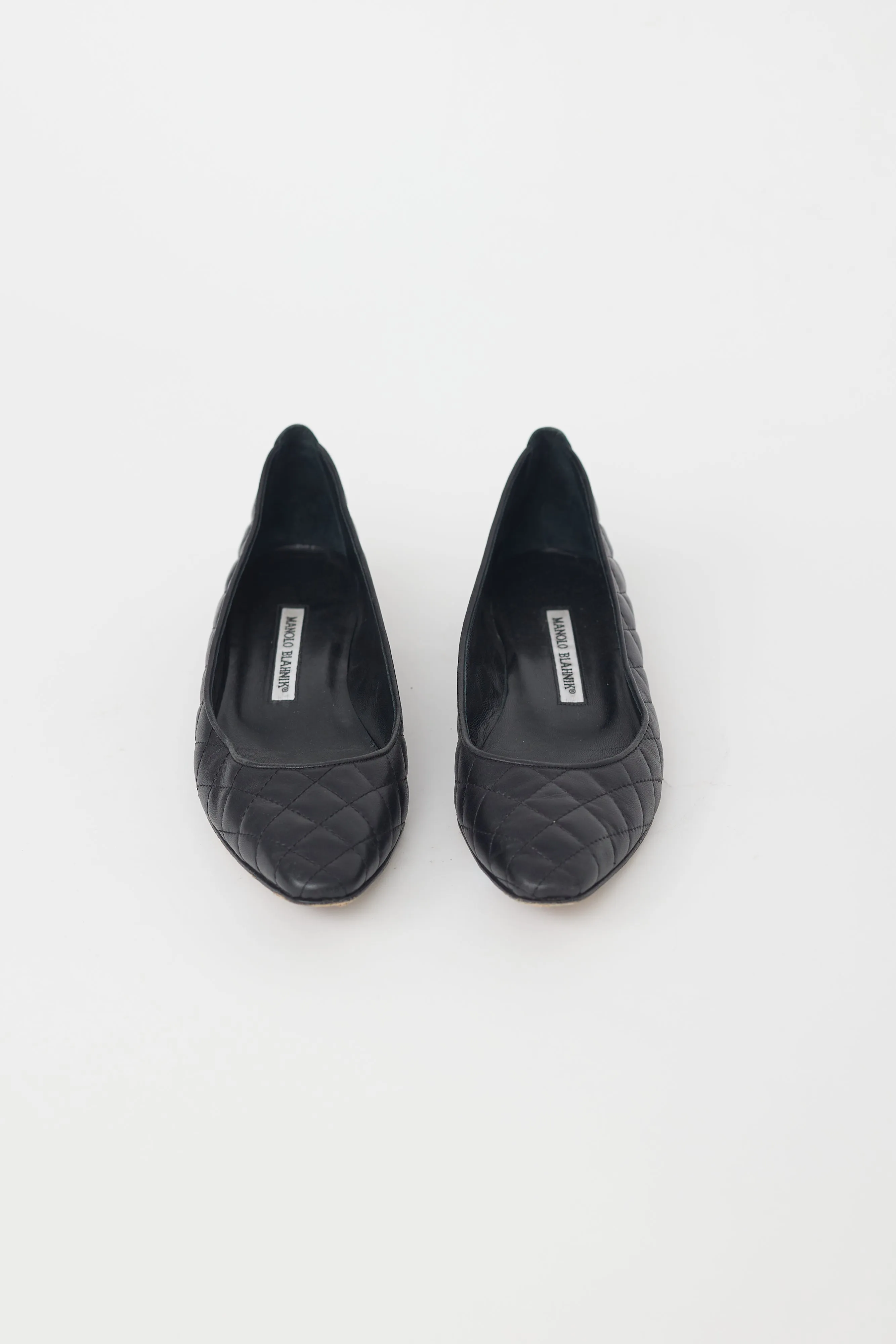 Black Quilted Leather Ballet Flat