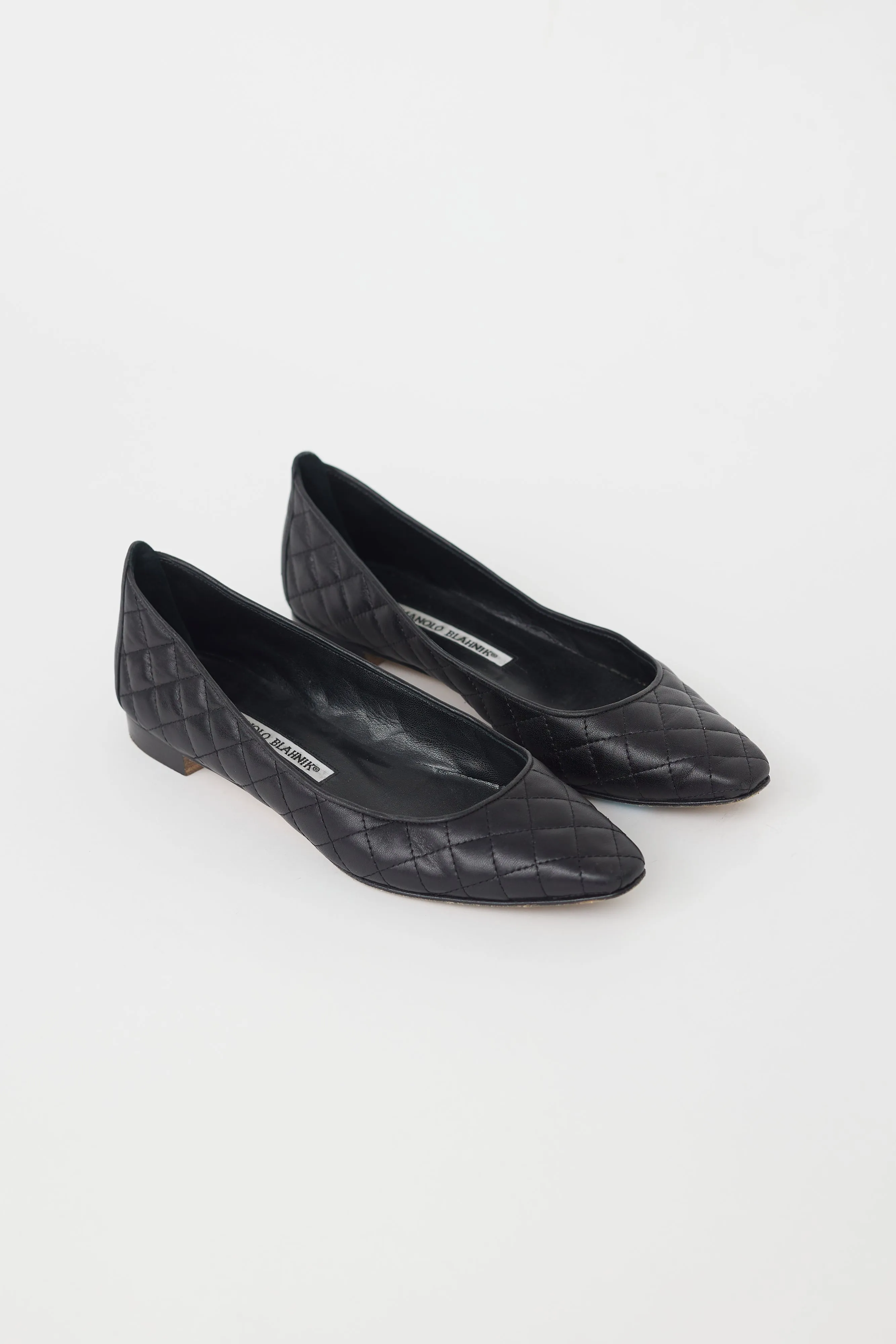 Black Quilted Leather Ballet Flat