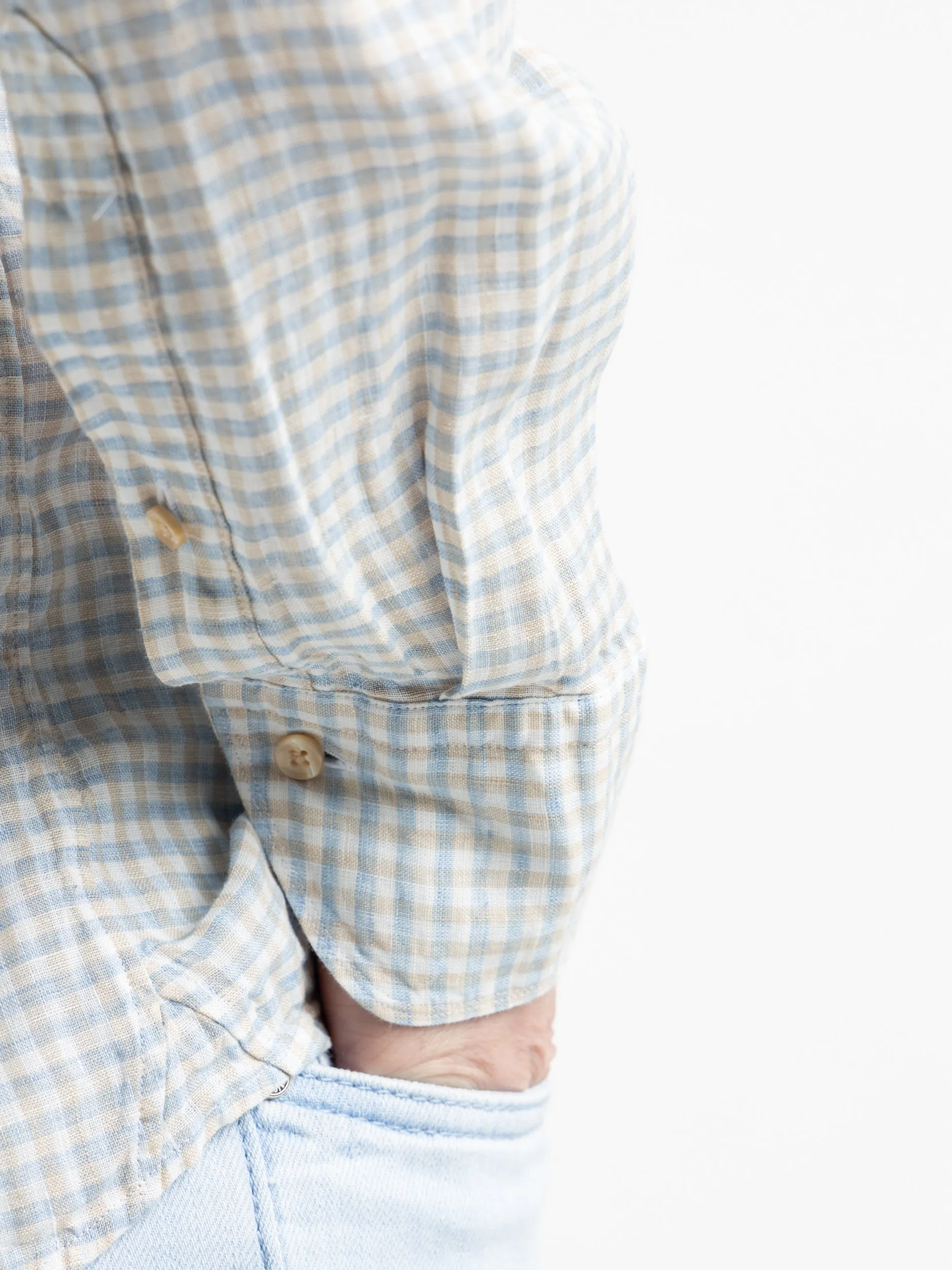 Blue Checked Linen Shirt