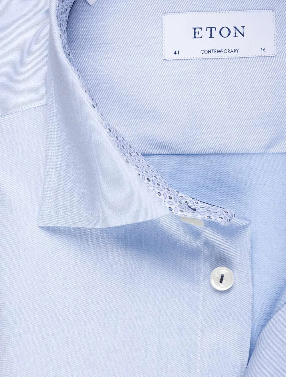 Blue Plain Inlay Contemporary Fit Shirt