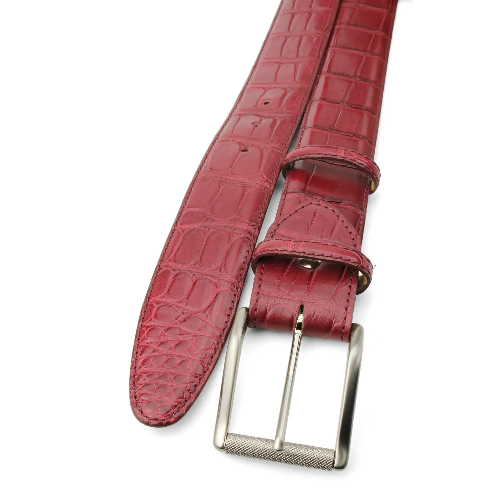 Burgundy Tone Genuine Matte Alligator Belt