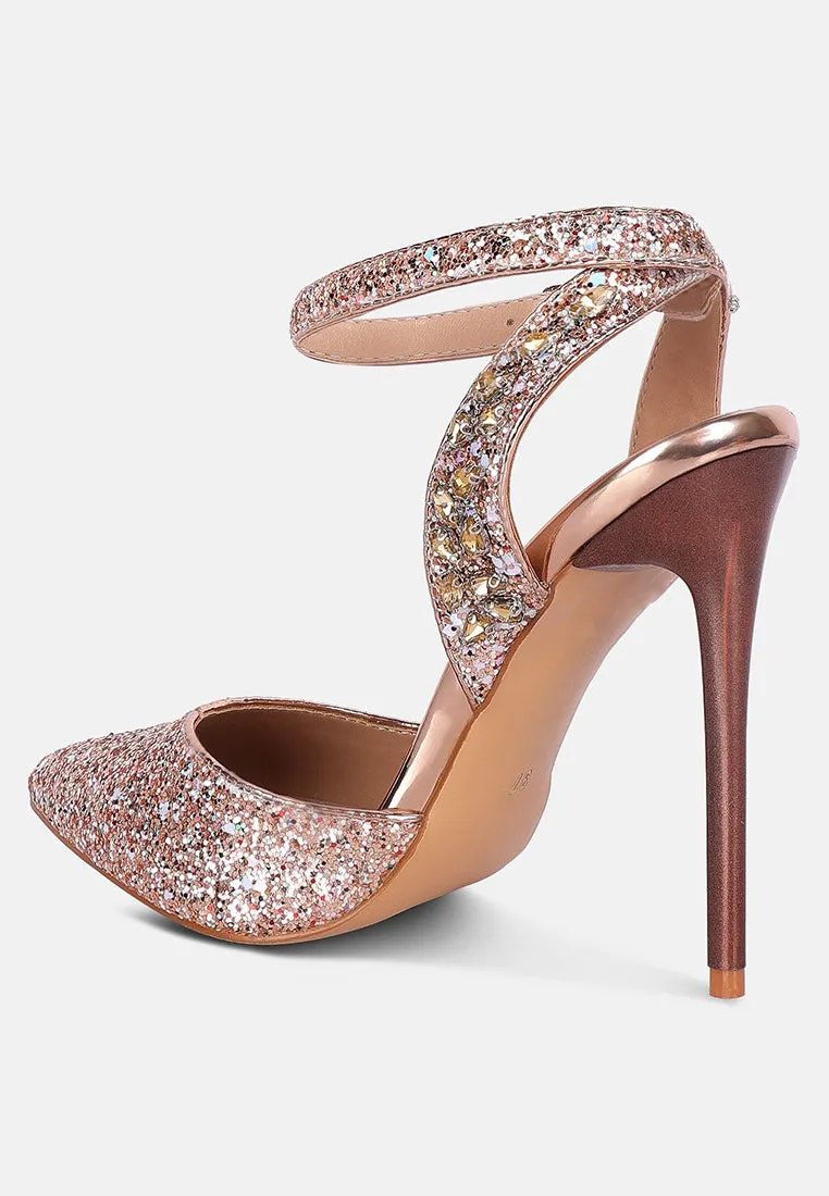 Cloriss Diamante Embellished Glitter High Heels