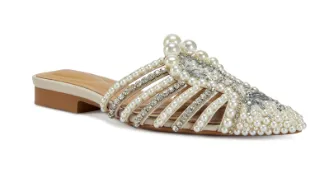 Clutching My Pearls Embellished Slip On Flat