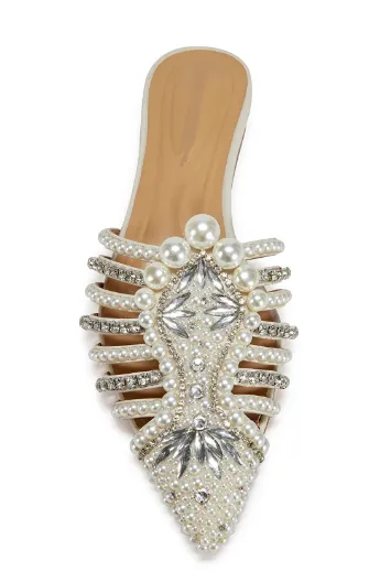 Clutching My Pearls Embellished Slip On Flat