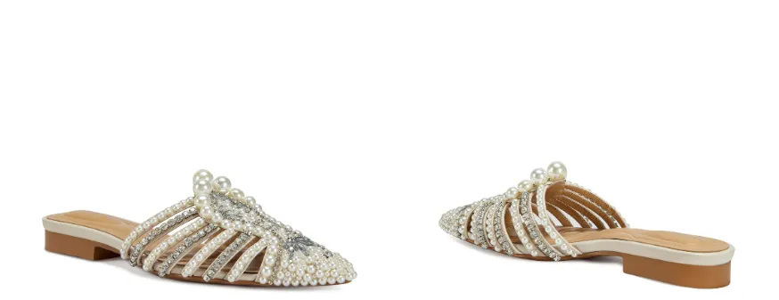 Clutching My Pearls Embellished Slip On Flat