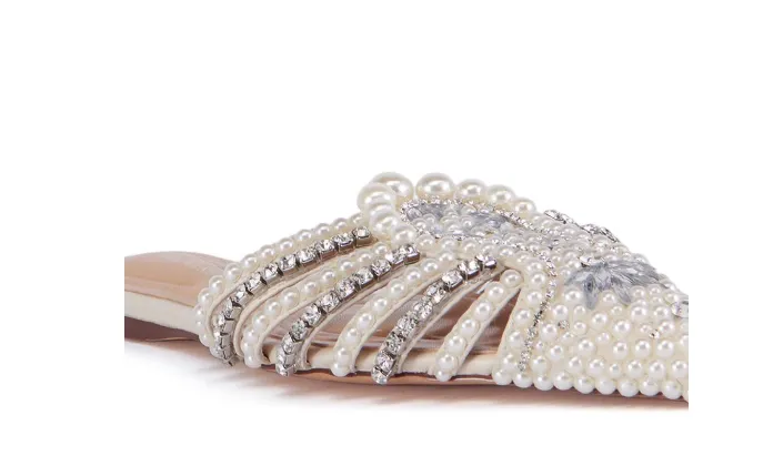 Clutching My Pearls Embellished Slip On Flat