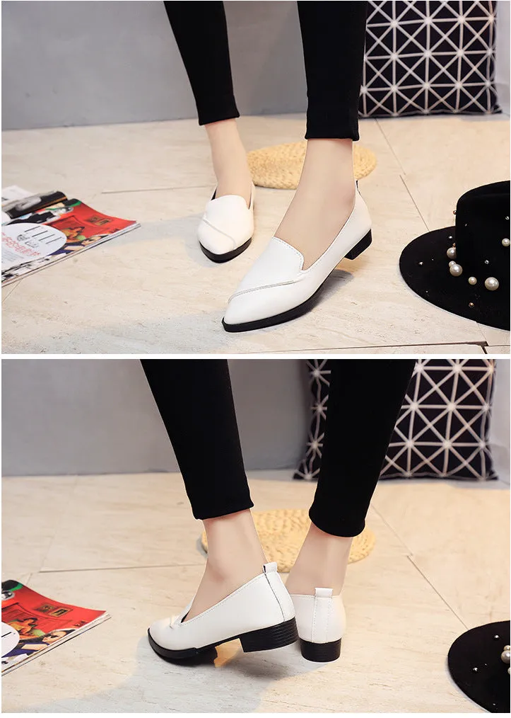 Color Block Pointed Toe Low Cut Flat Women Ankle Boots