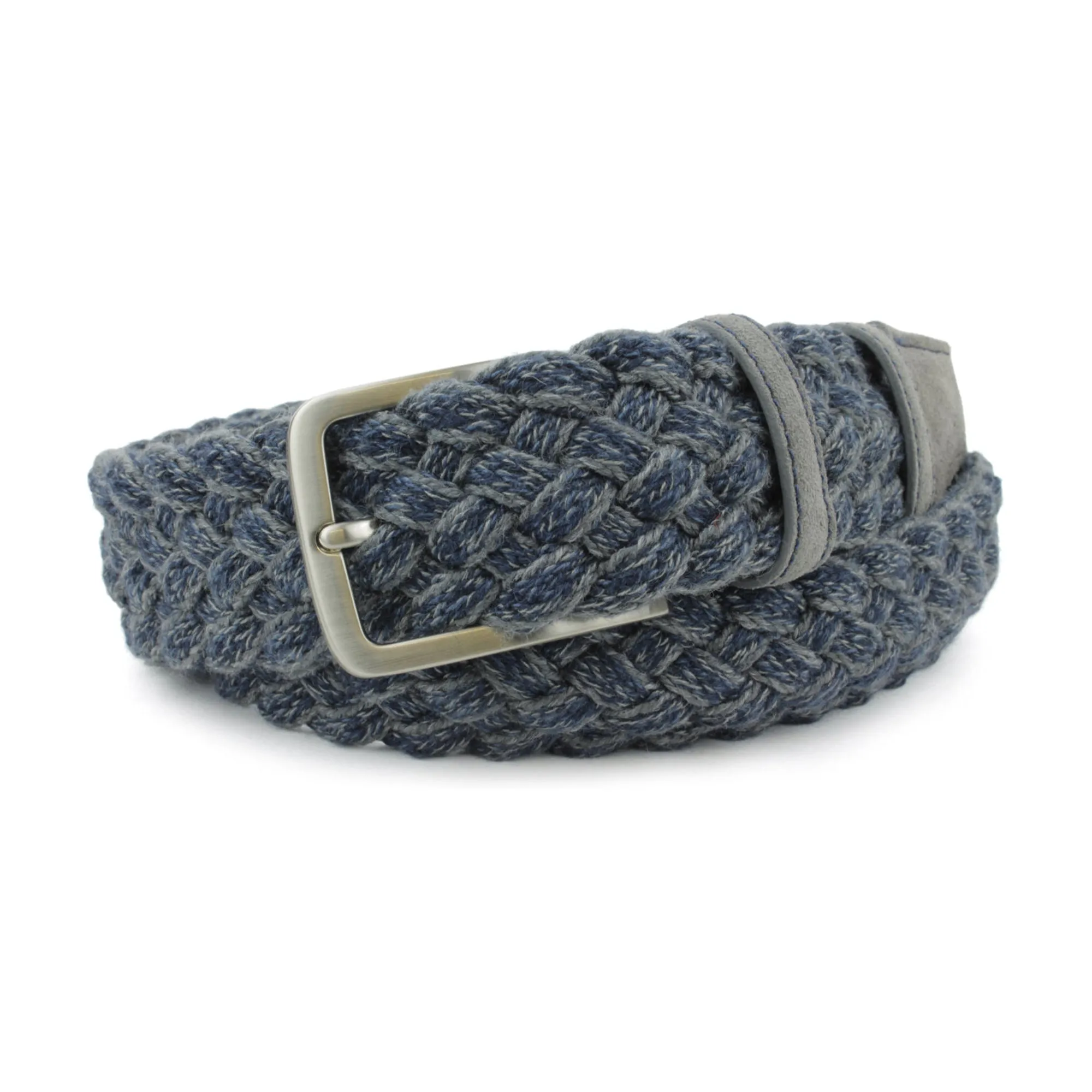 Connery Grey/Navy Wool Melange Handweave Belt