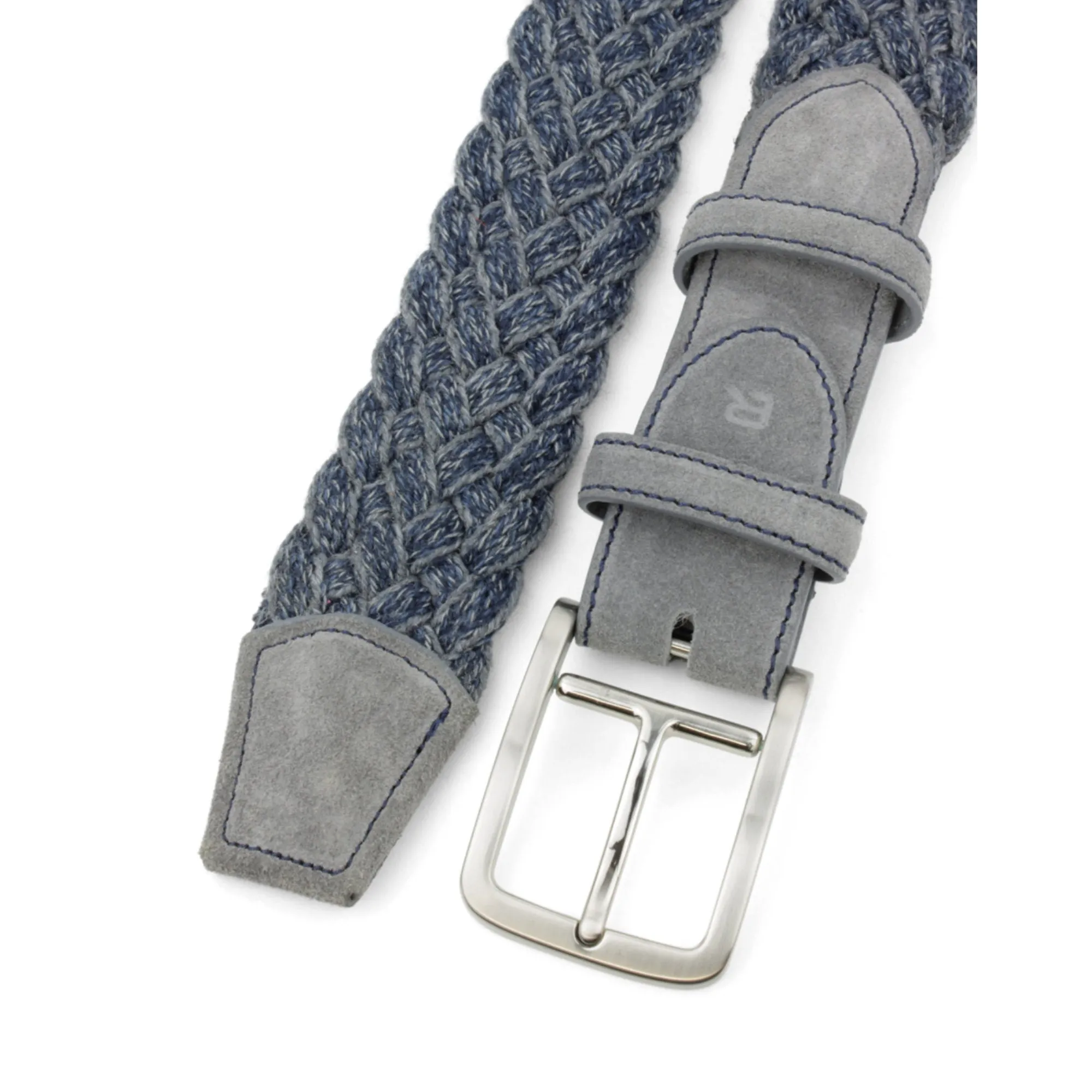 Connery Grey/Navy Wool Melange Handweave Belt