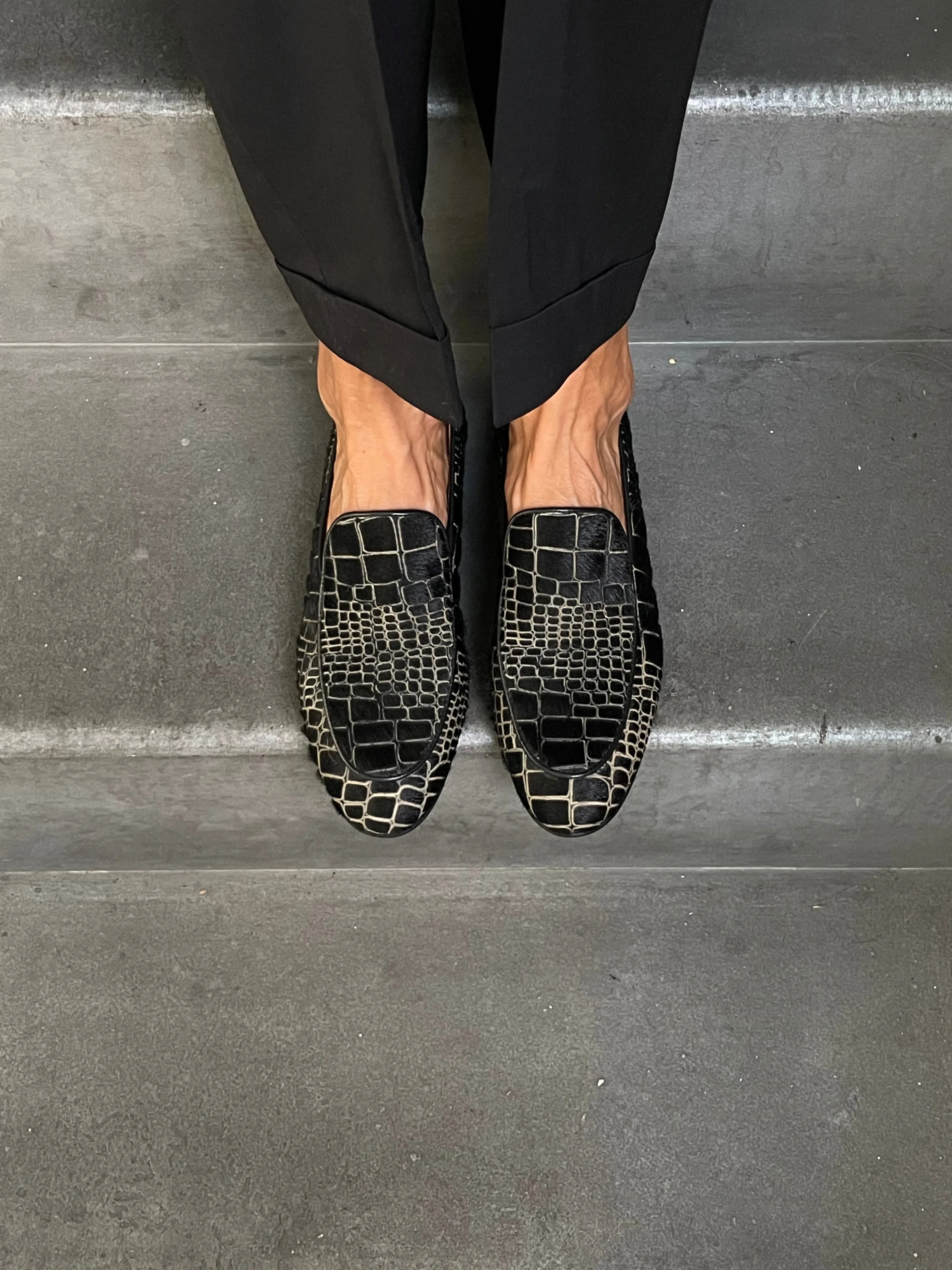 Croco Black Loafers