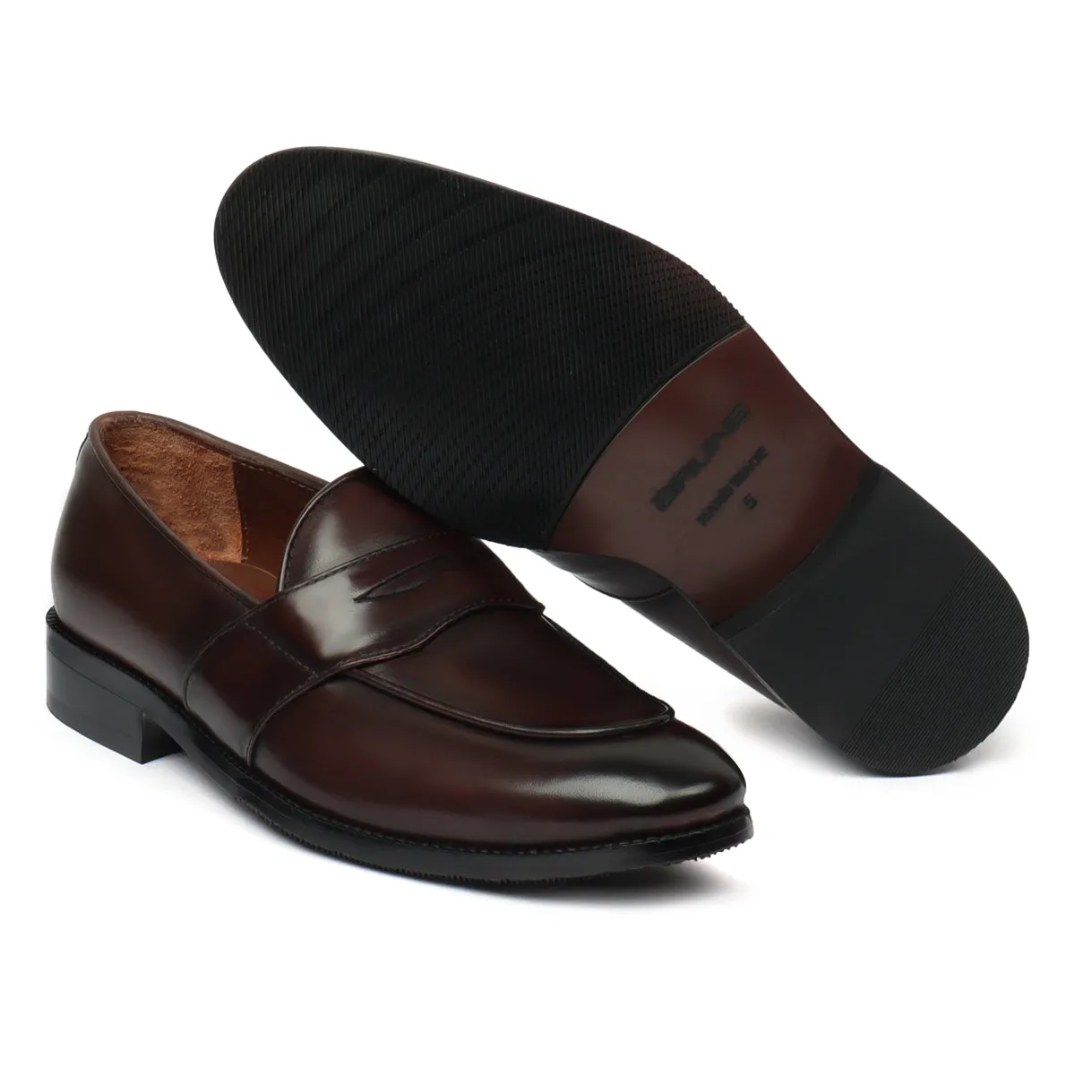 Dark Brown Leather Penny Loafers