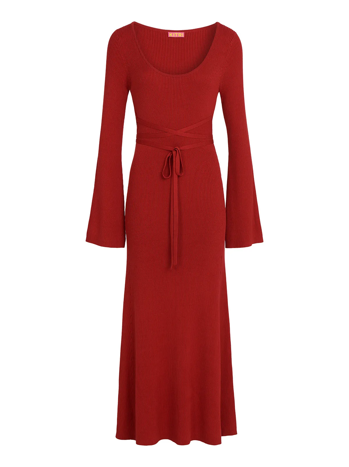 Darryl Red Ribbed Knit Dress