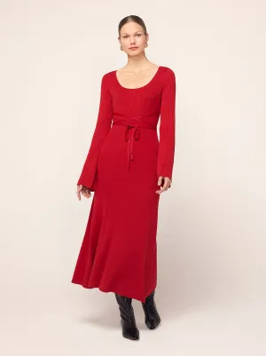 Darryl Red Ribbed Knit Dress