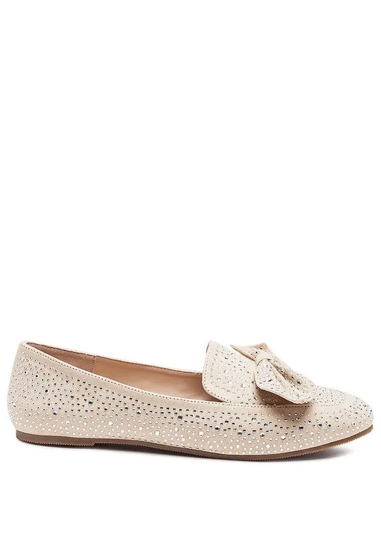 DEWDROPS Embellished Bejeweled Women's Bow Loafer