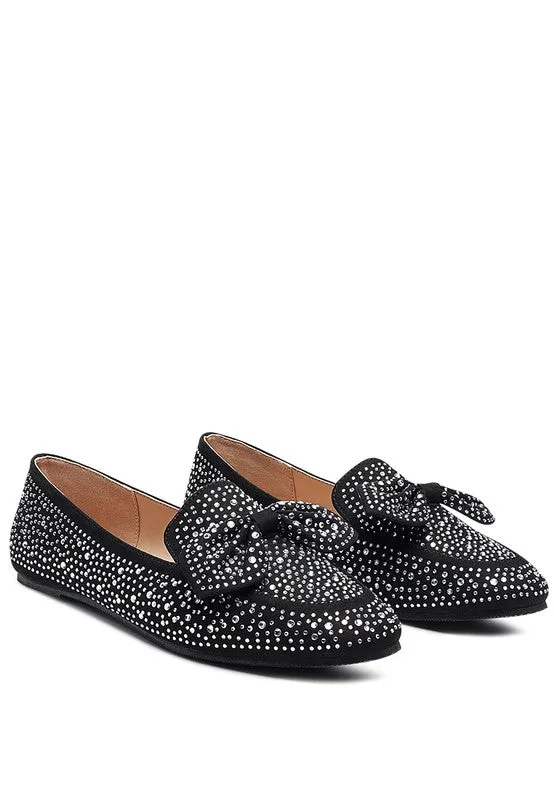 DEWDROPS Embellished Bejeweled Women's Bow Loafer