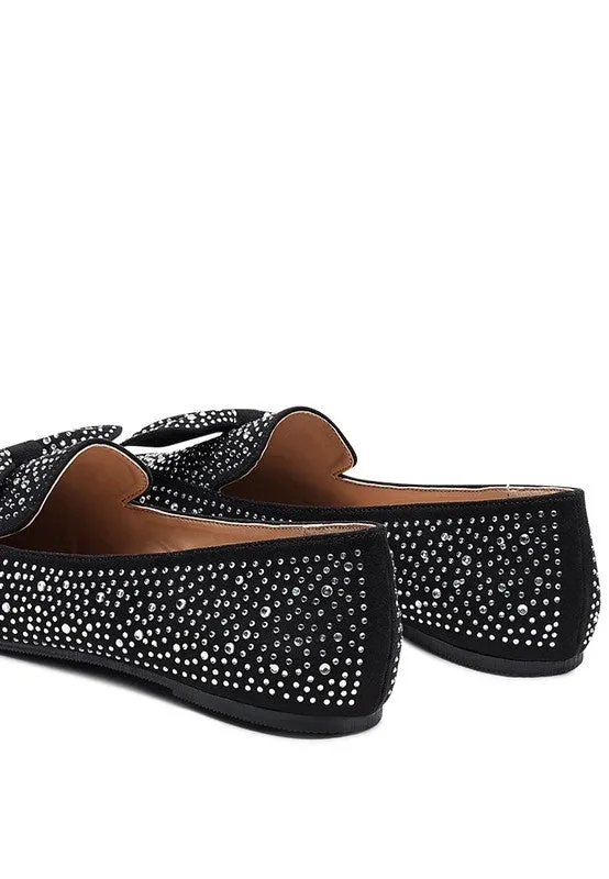 DEWDROPS Embellished Bejeweled Women's Bow Loafer