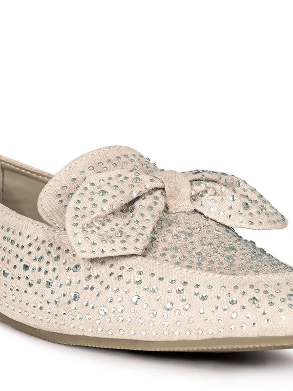 DEWDROPS Embellished Bejeweled Women's Bow Loafer