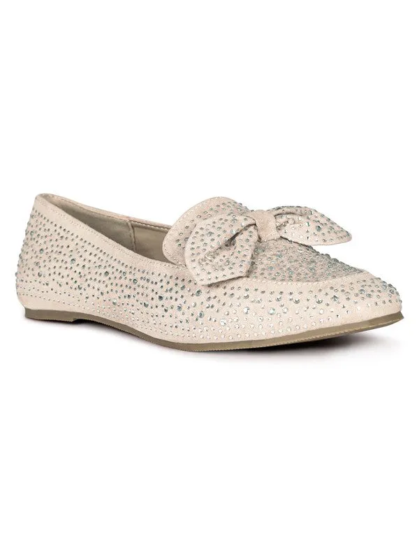 DEWDROPS Embellished Bejeweled Women's Bow Loafer