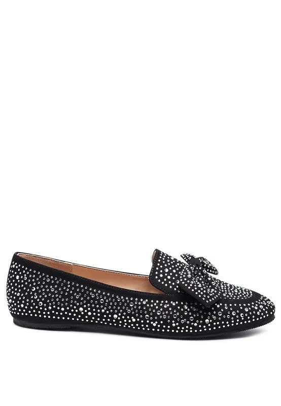 DEWDROPS Embellished Bejeweled Women's Bow Loafer