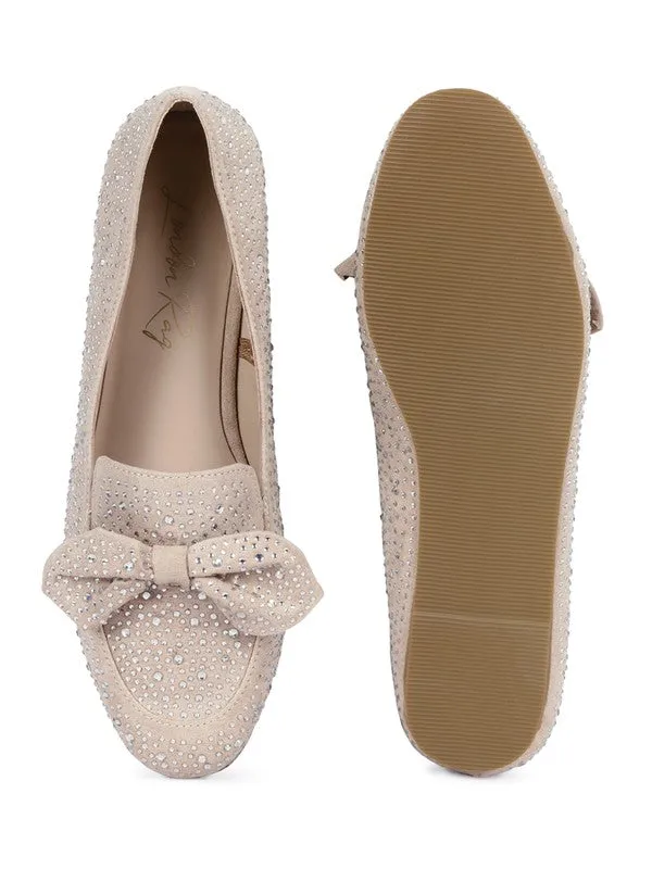 DEWDROPS Embellished Bejeweled Women's Bow Loafer