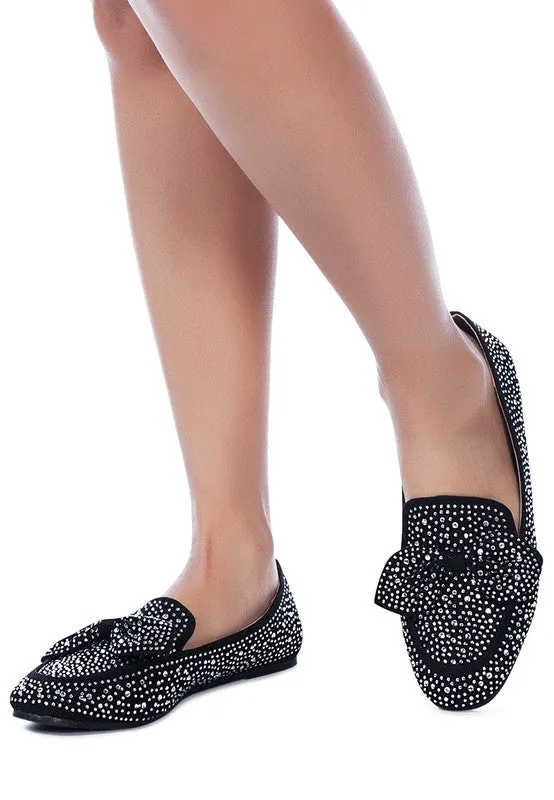 DEWDROPS Embellished Bejeweled Women's Bow Loafer