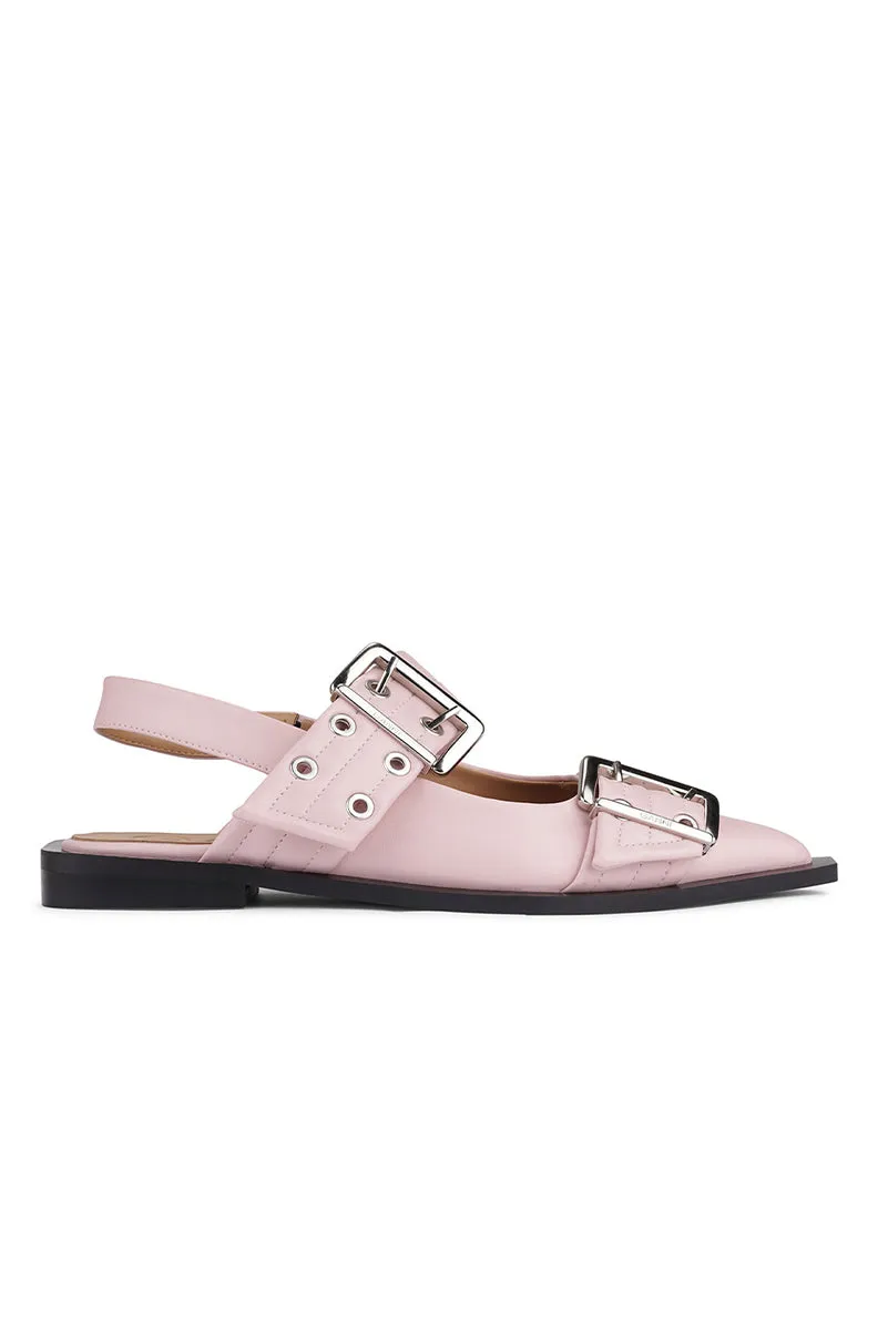 Feminine Buckle Ballerina - Chalk Pink