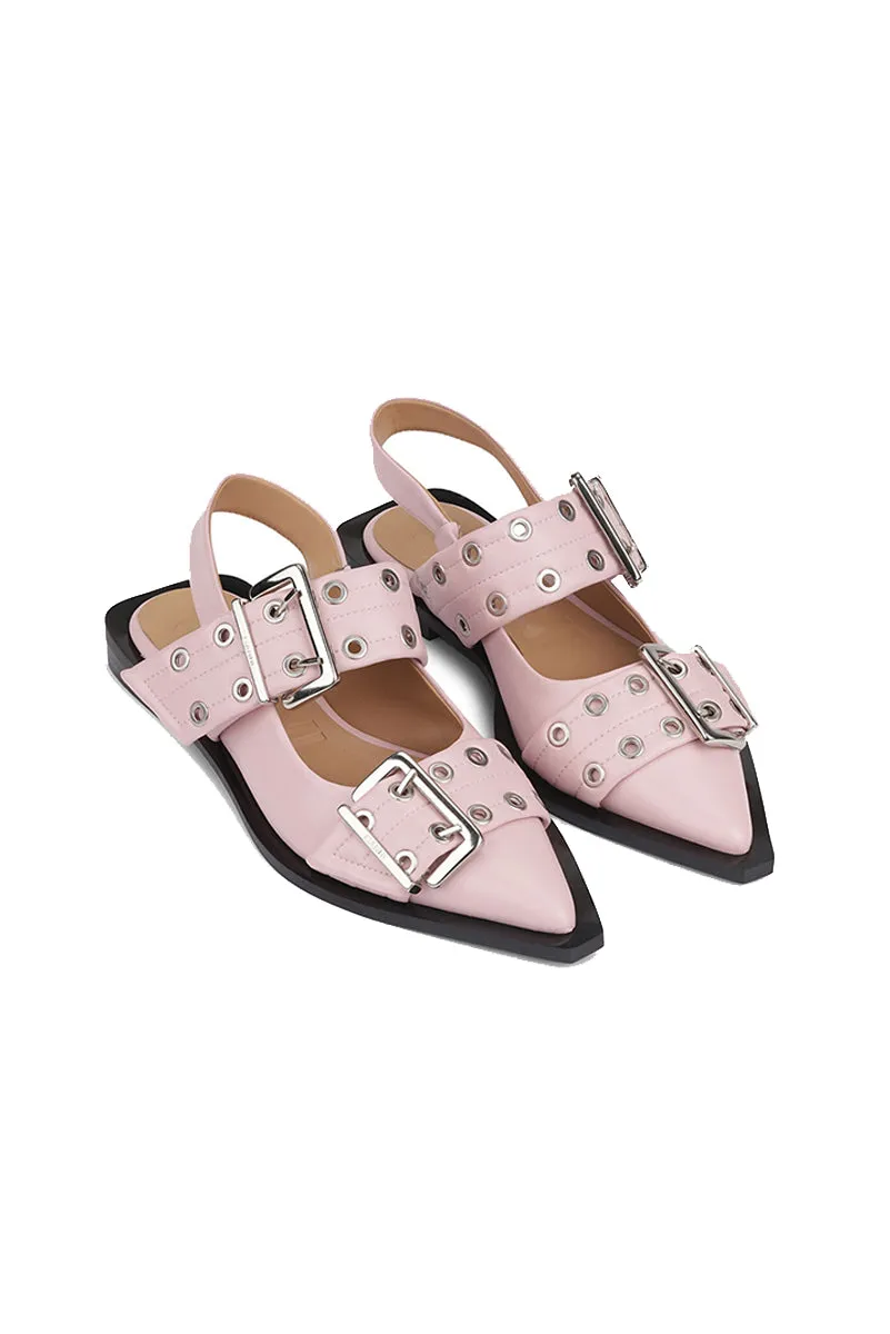 Feminine Buckle Ballerina - Chalk Pink