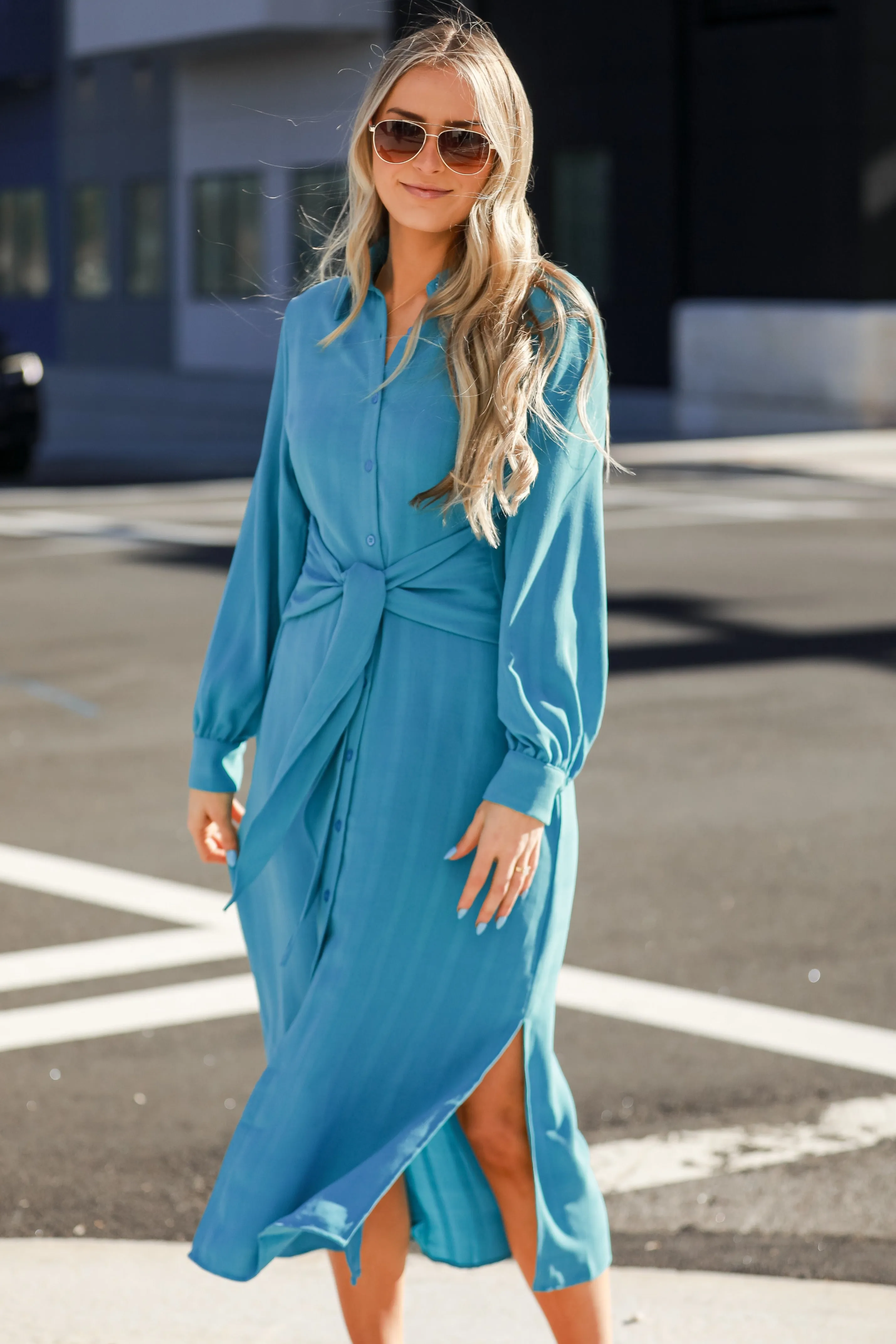 FINAL SALE - Divinely Dreamy Blue Midi Dress