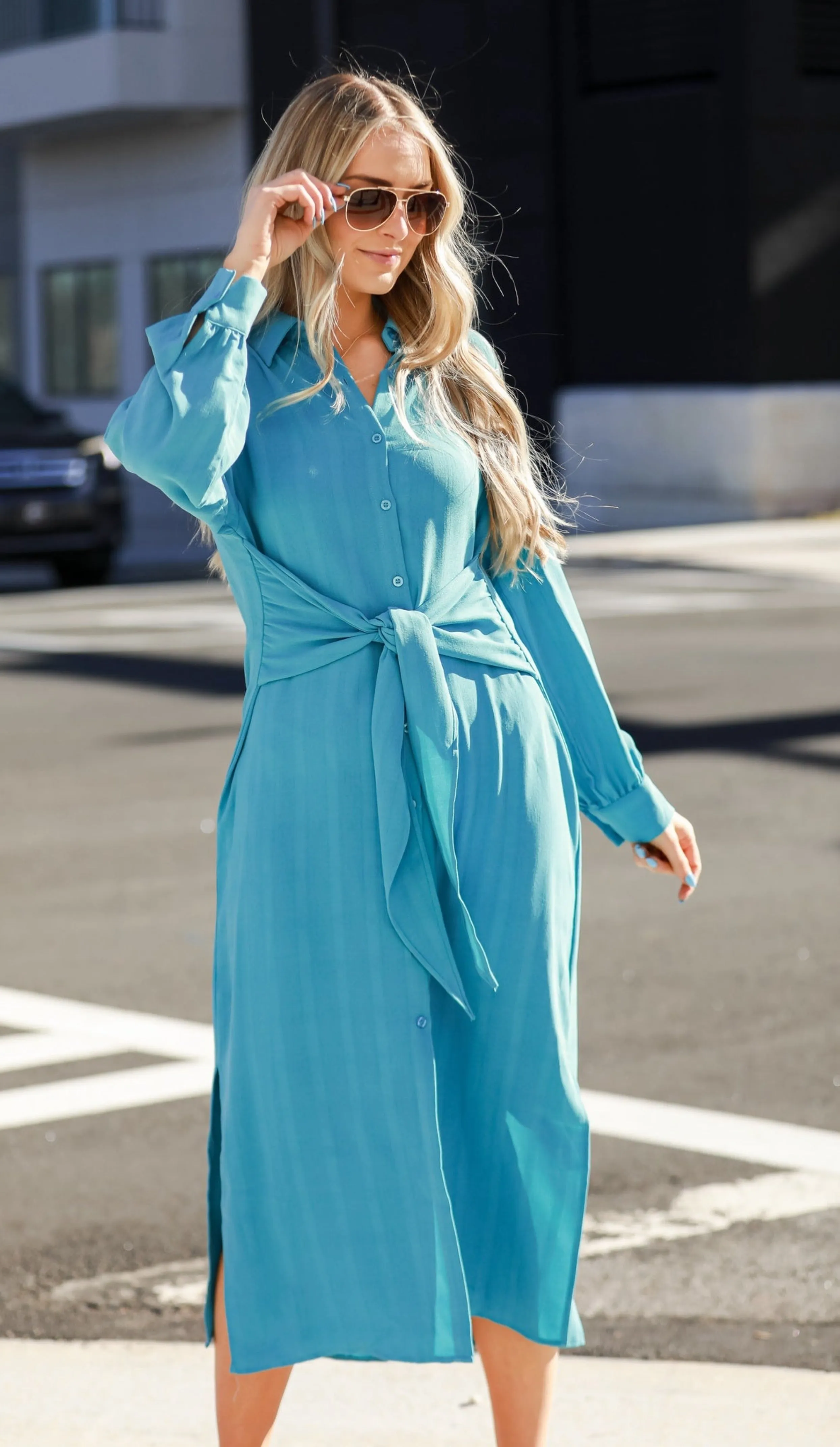 FINAL SALE - Divinely Dreamy Blue Midi Dress