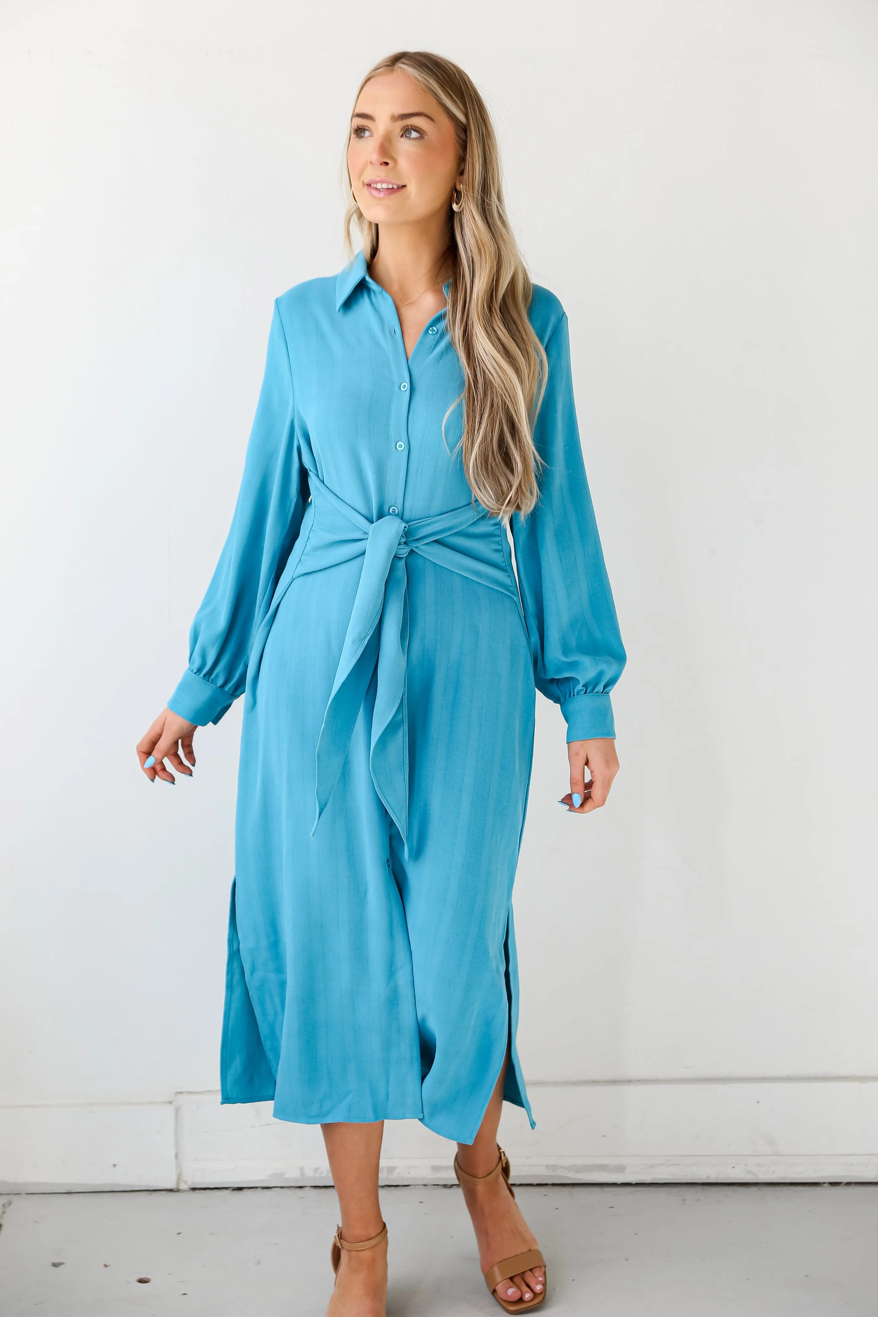 FINAL SALE - Divinely Dreamy Blue Midi Dress