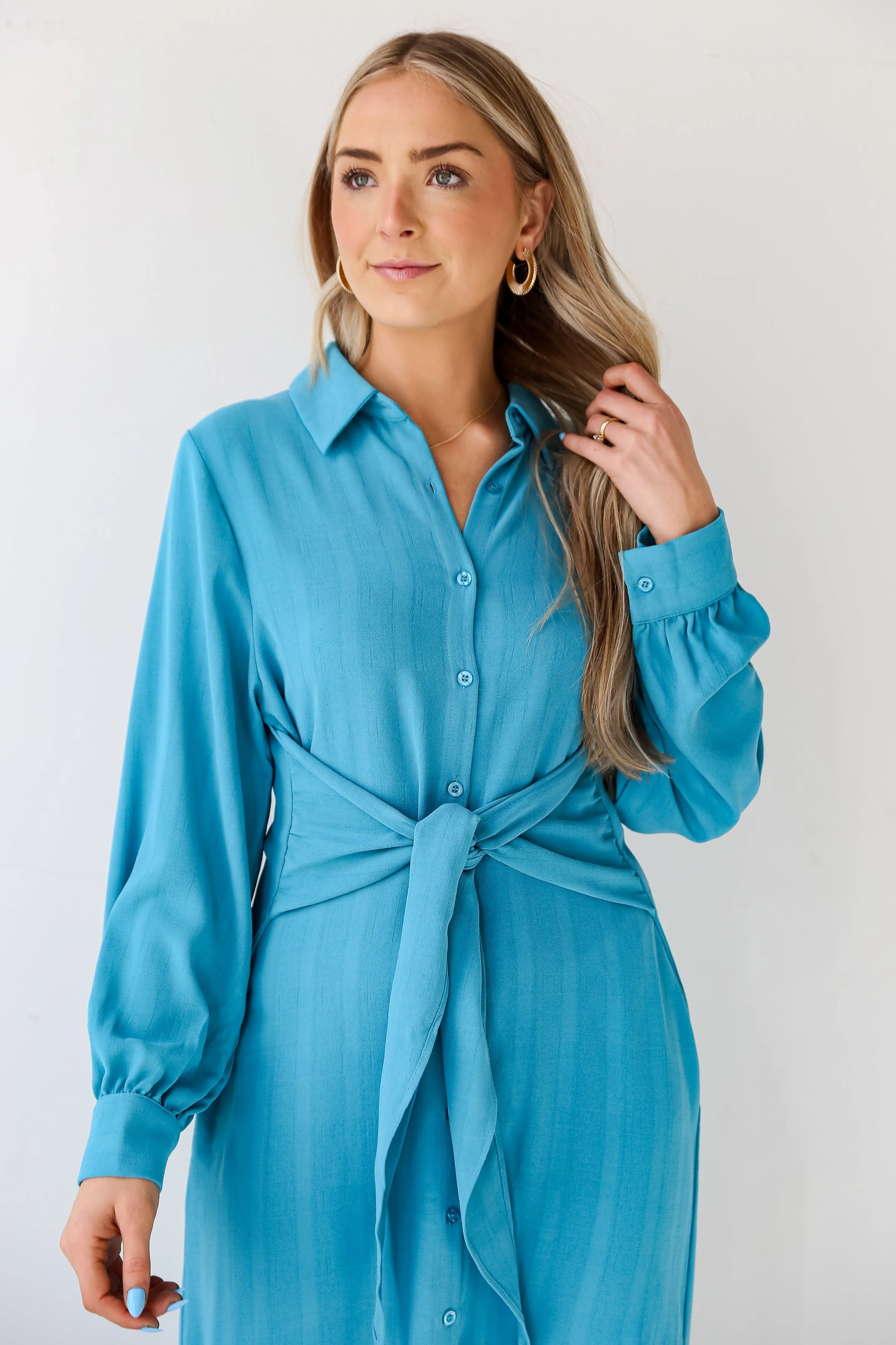 FINAL SALE - Divinely Dreamy Blue Midi Dress