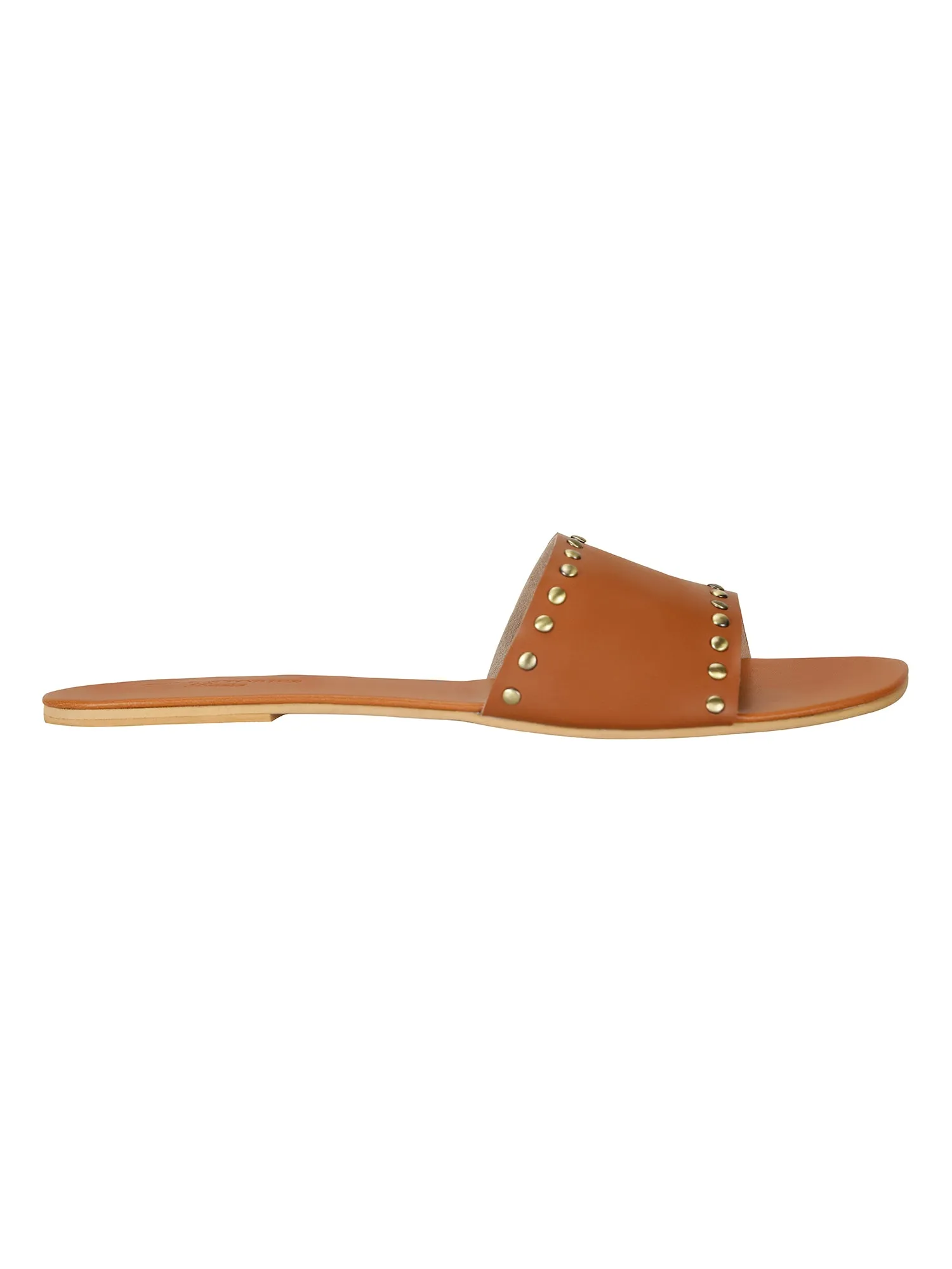 Flats-Rivet Sliders Tan