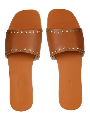 Flats-Rivet Sliders Tan