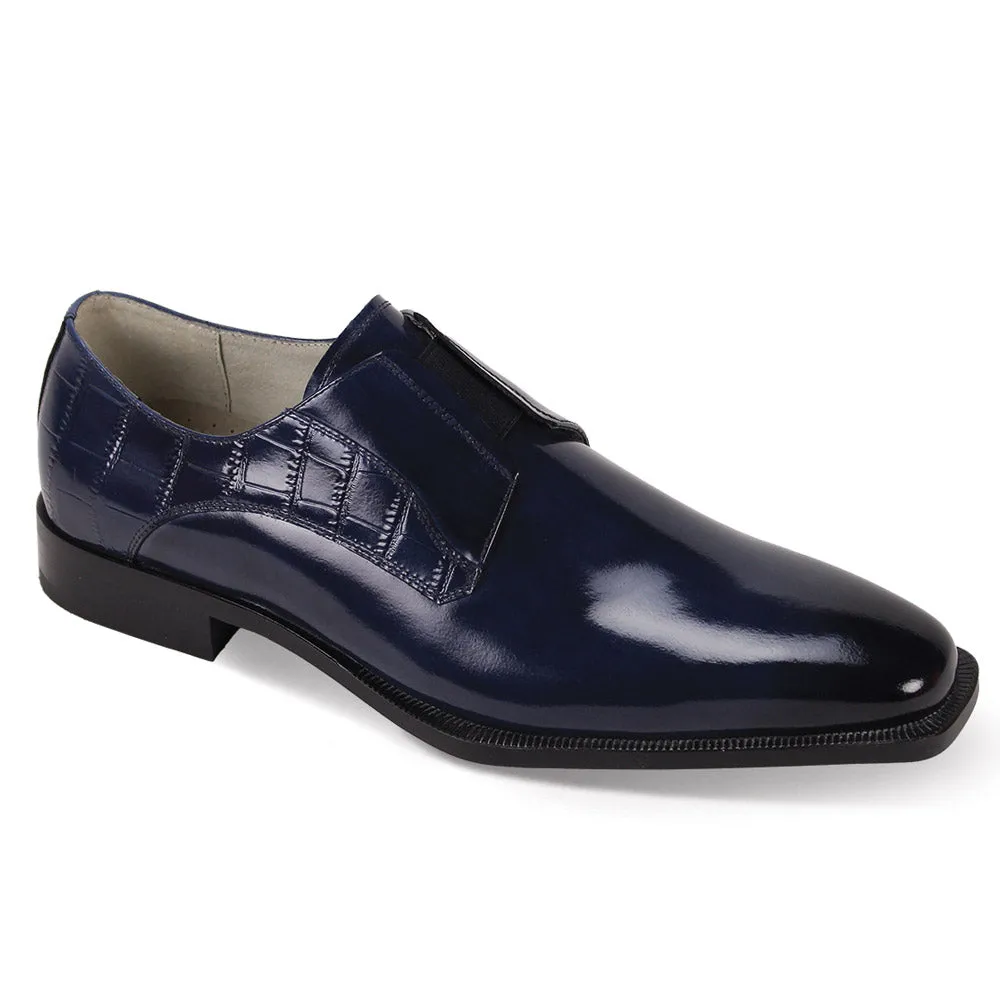 Giovanni Blue Sullivan Men's Slip-On Dress Shoes Tow Tone Genuine Leather