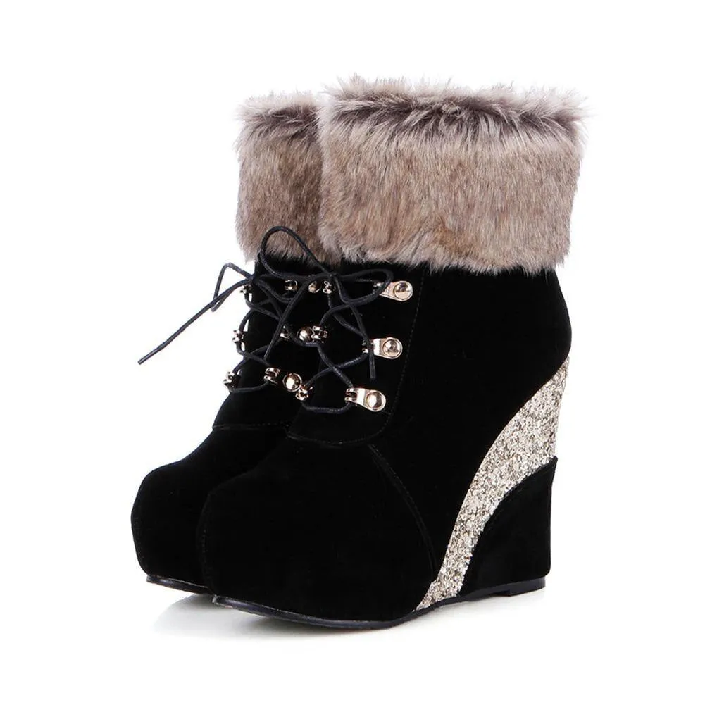 Glitter Wedge Booties