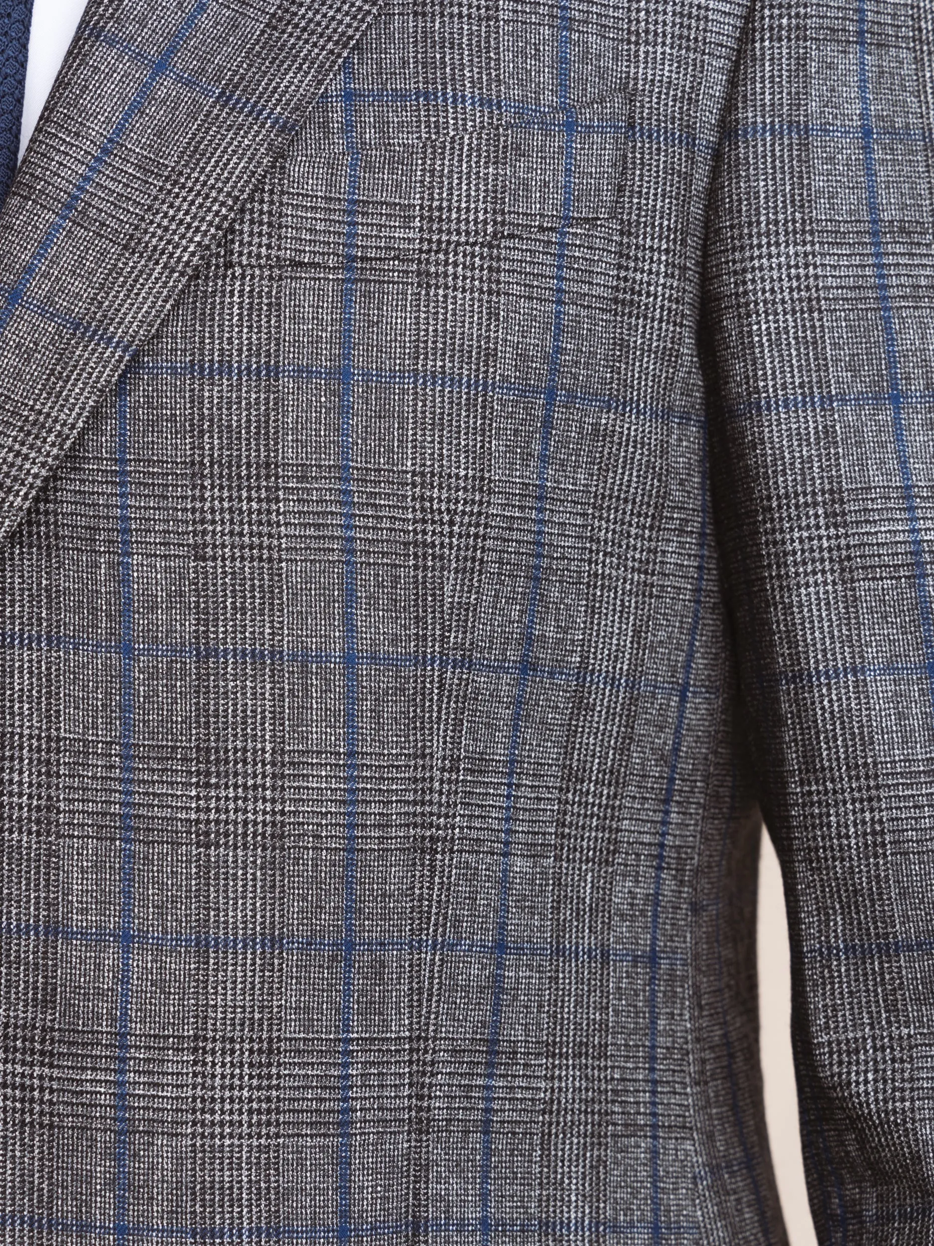 Grey Check Wool-Cotton Suit