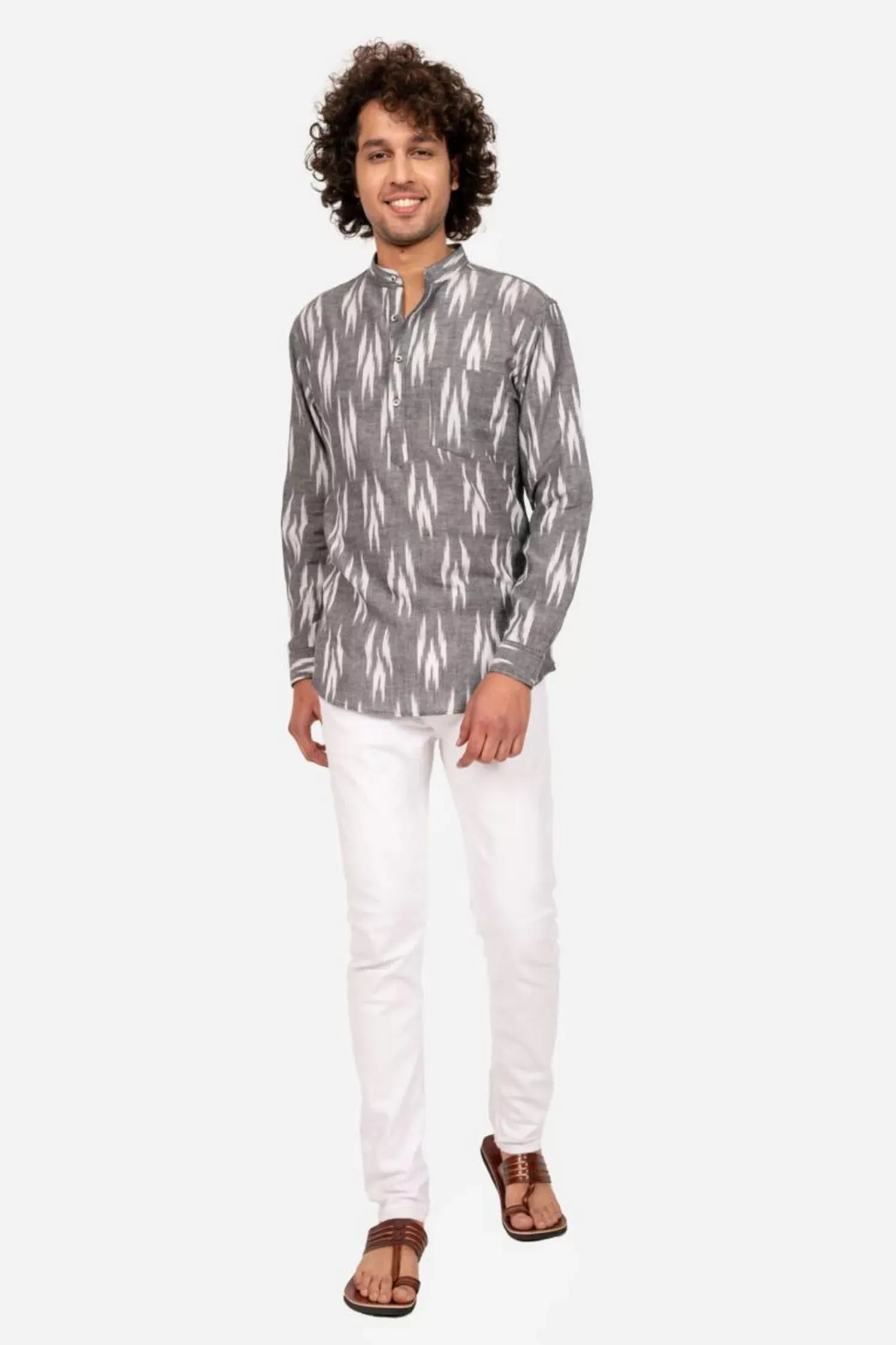 Grey Ikat Short Kurta