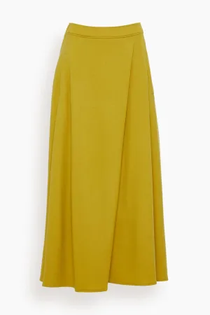 Halo Semi Flare Skirt in Mustard