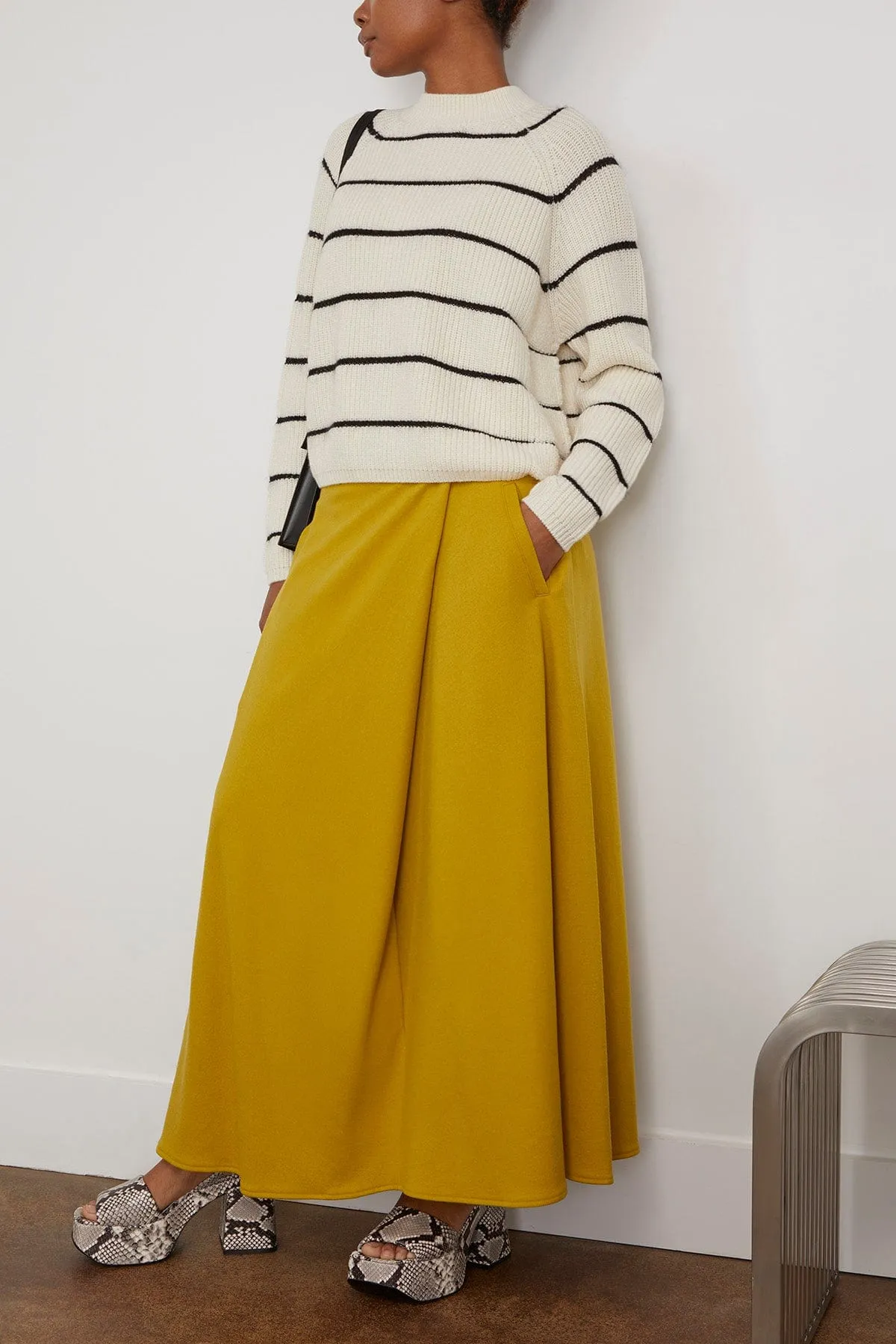 Halo Semi Flare Skirt in Mustard