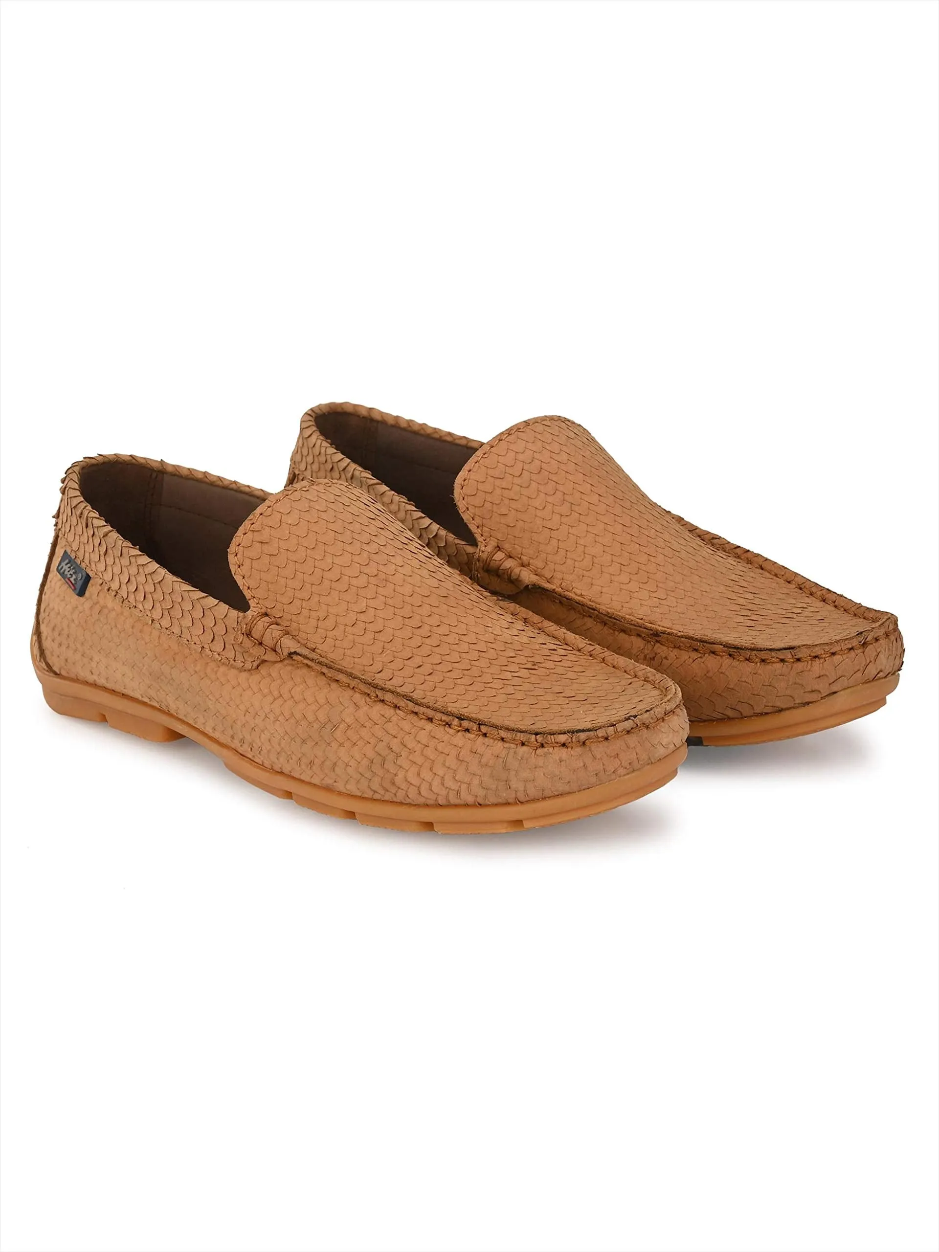 HITZ Men's Tan Leather Moccasins Loafer Shoes