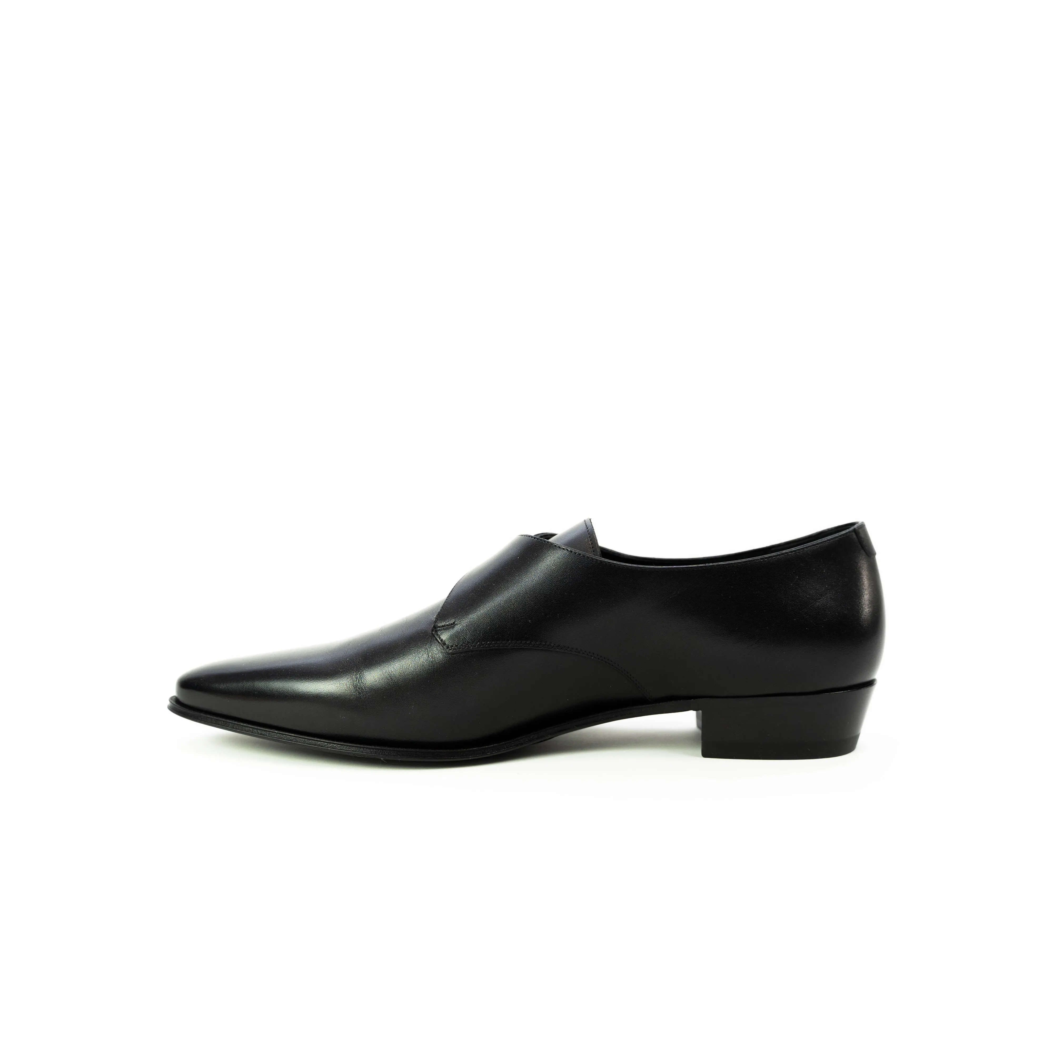 Jacno Black Leather Buckle Loafer